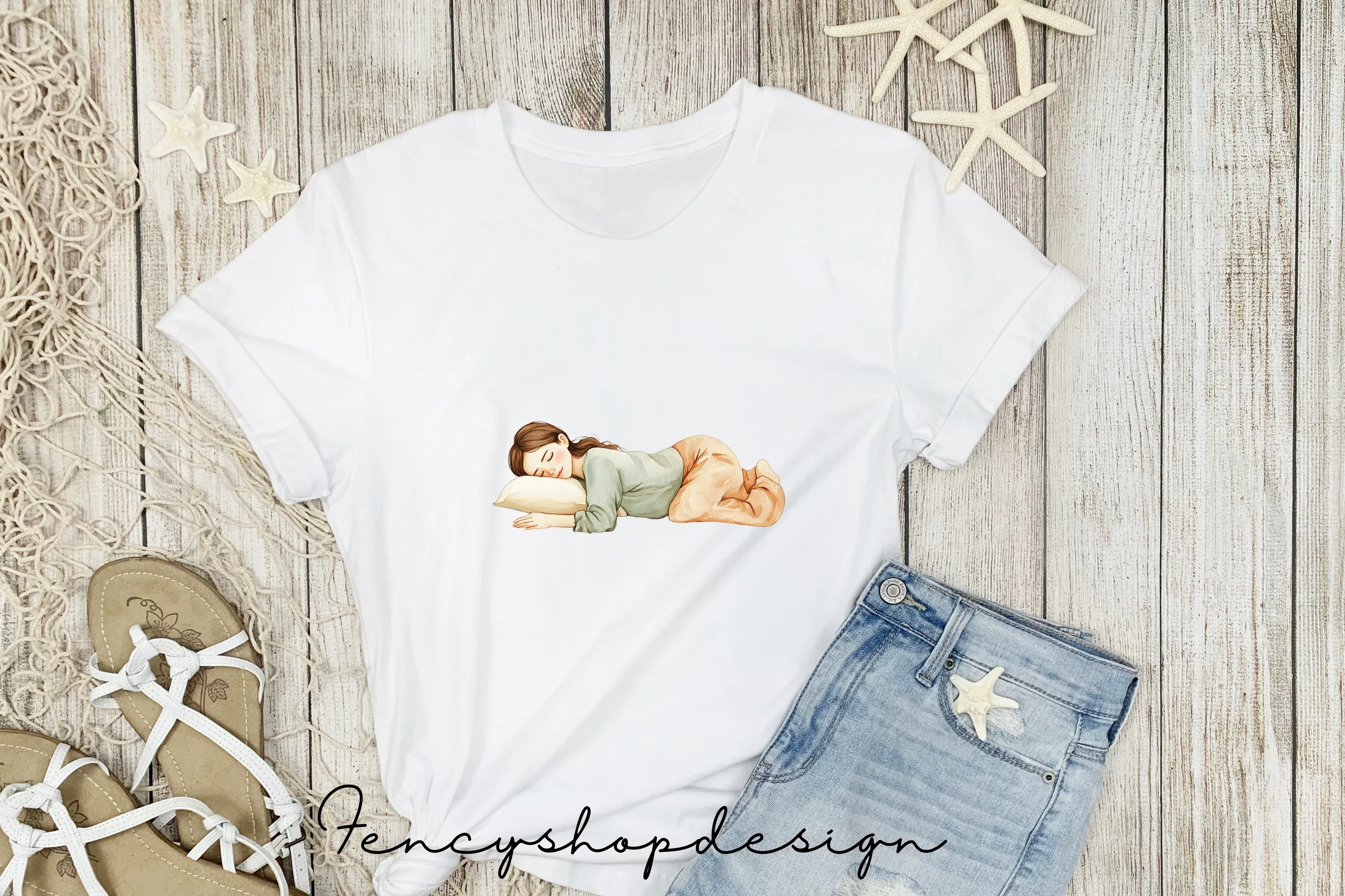 Peaceful Sleeping Girl Clipart Bundle - Image 5