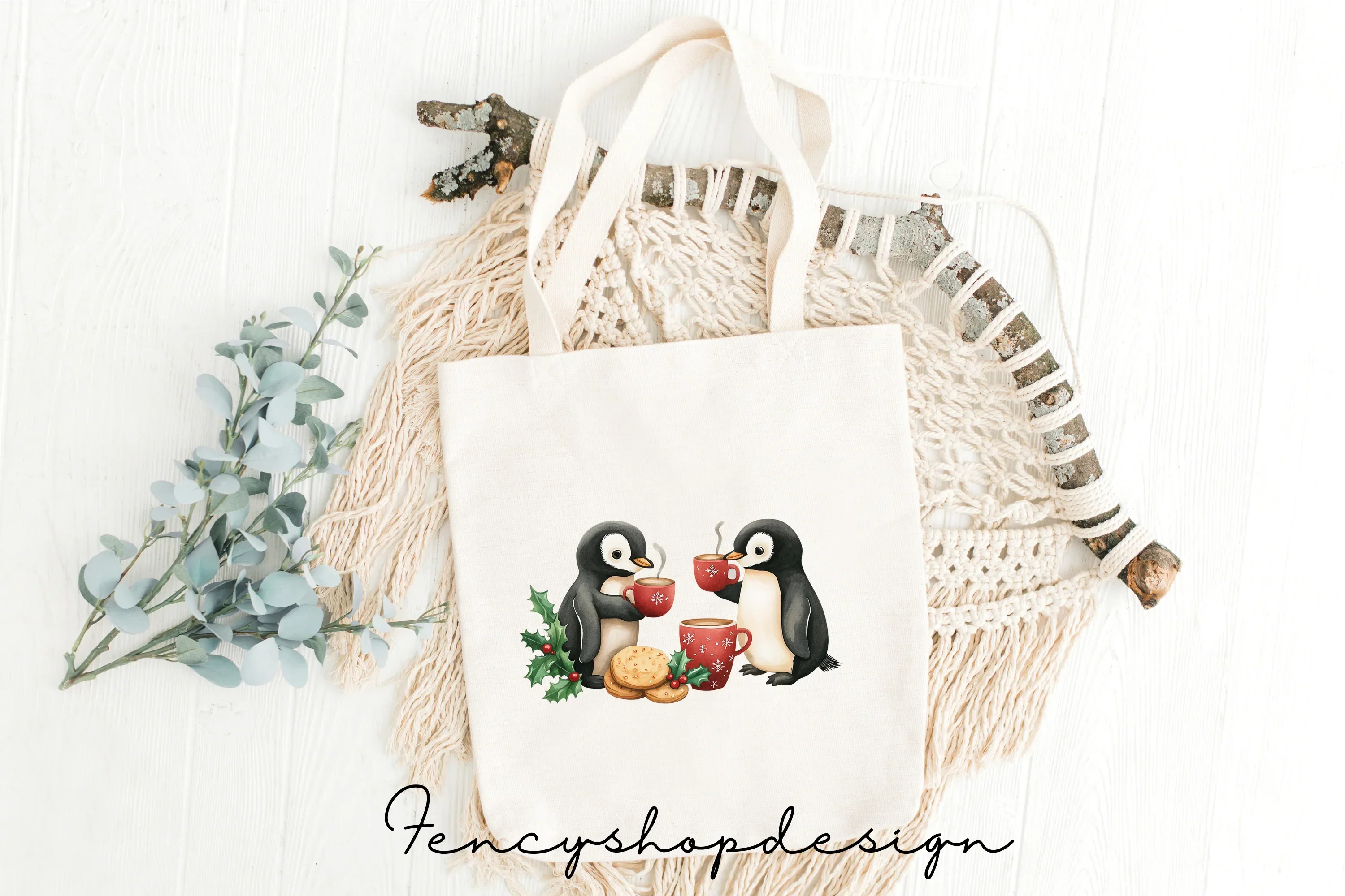 Penguin Christmas Market Clipart Bundle - Image 7