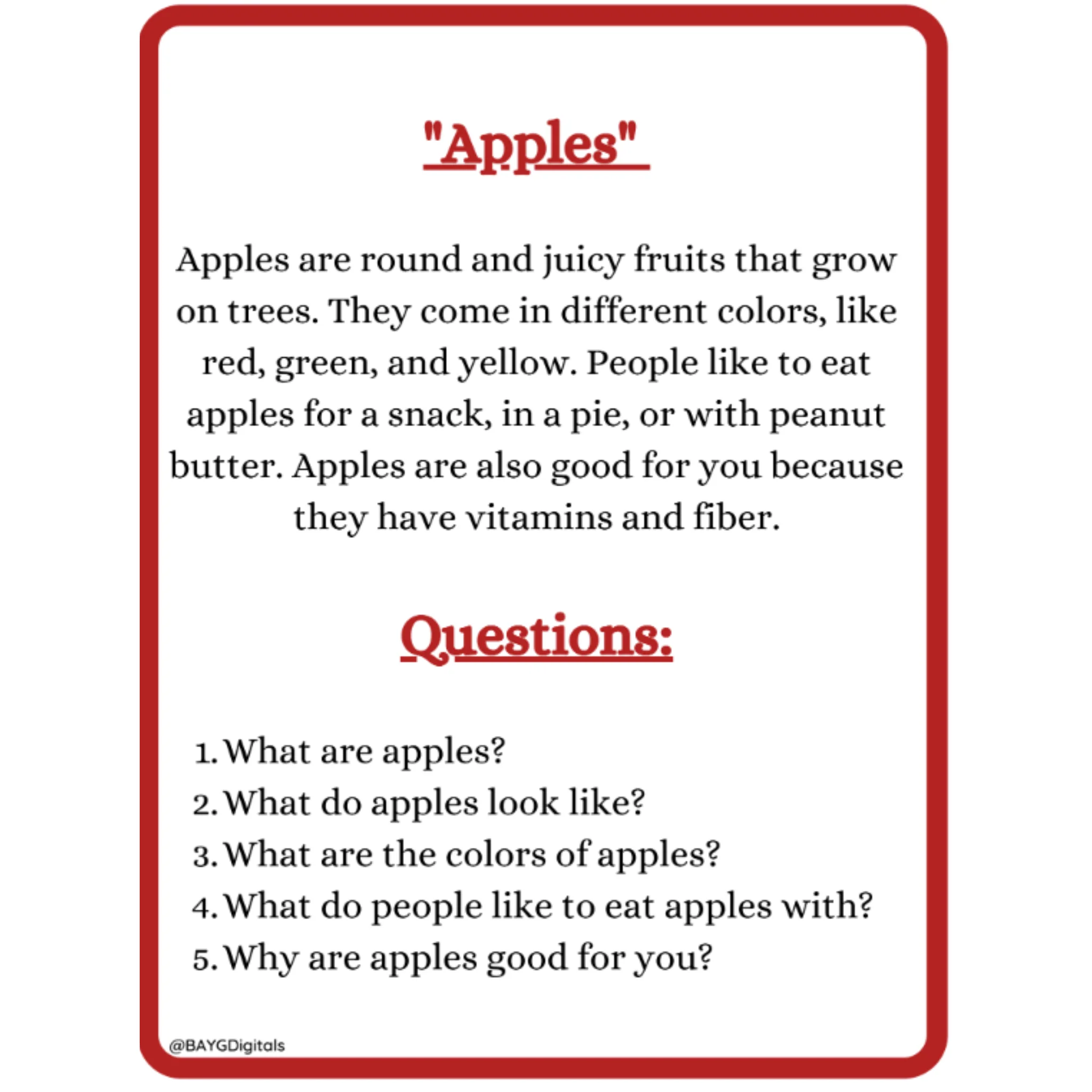 Picture Reading Comprehension Passages for Kids - Image 2