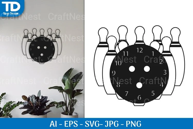Pin Bowling Clock SVG Bundle
