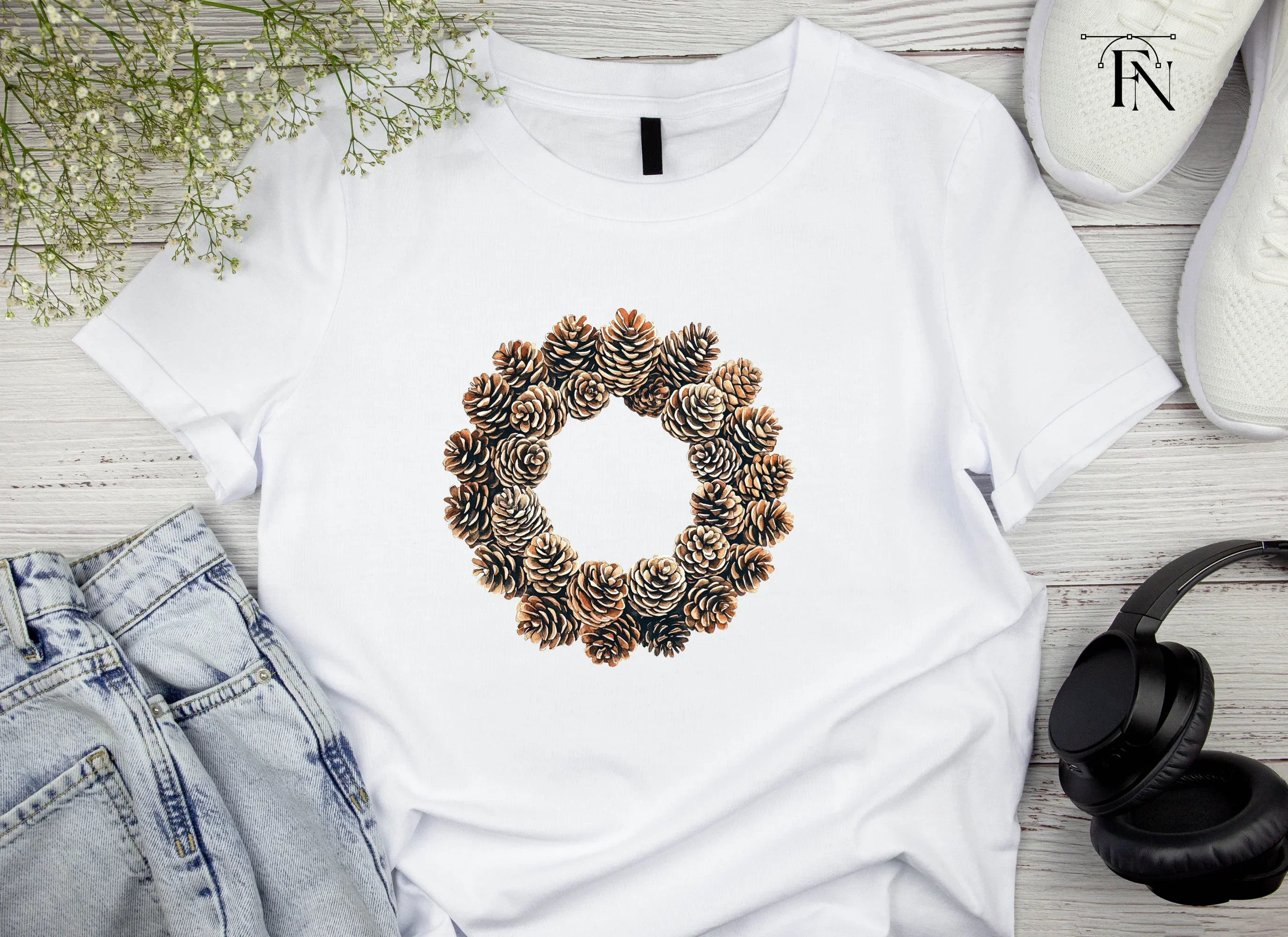 Pine Cone Wreath Clipart Bundle - Image 4