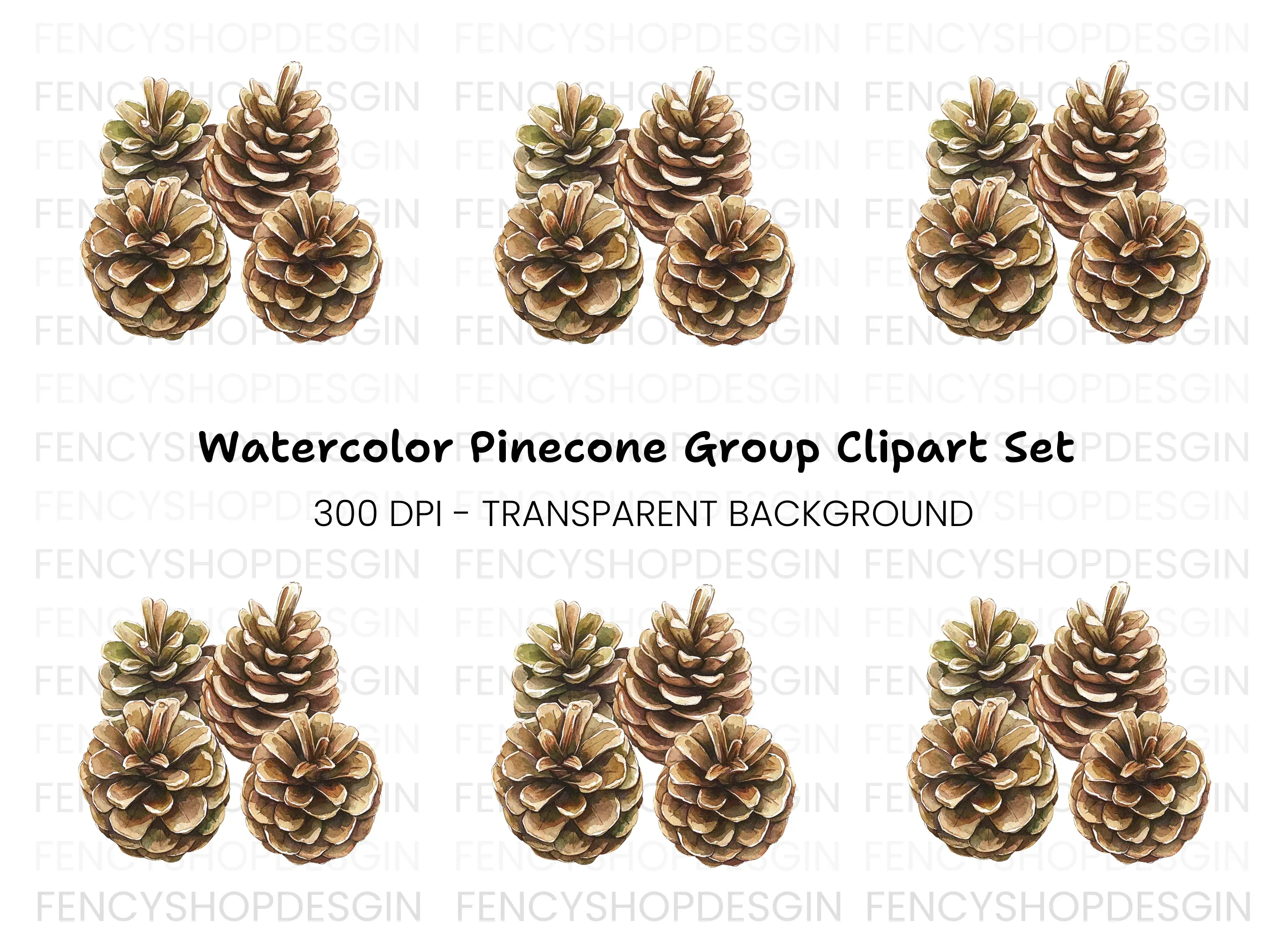 Pine Cones Clipart Bundle