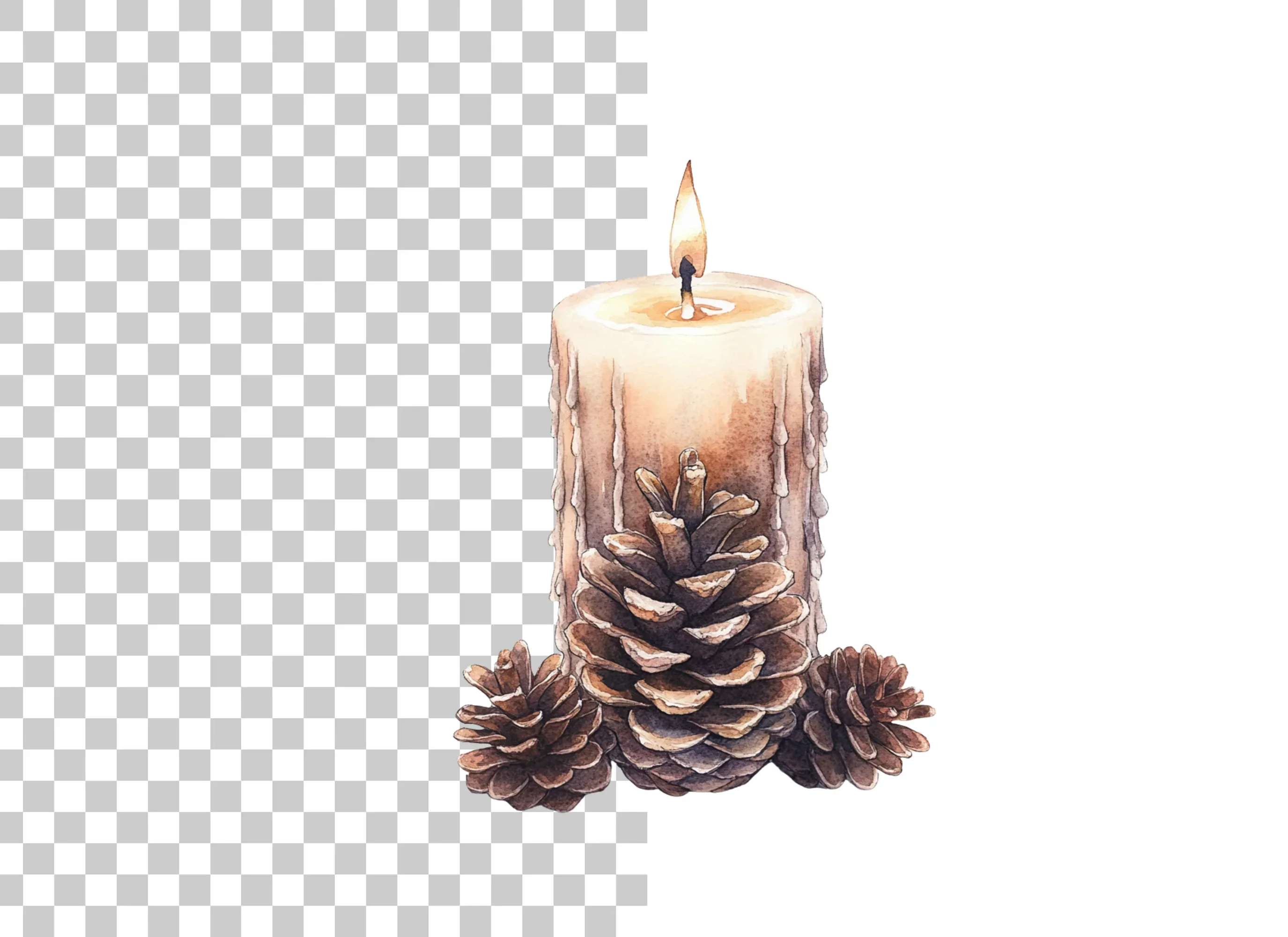 Pinecones Candle Clipart Bundle - Image 2