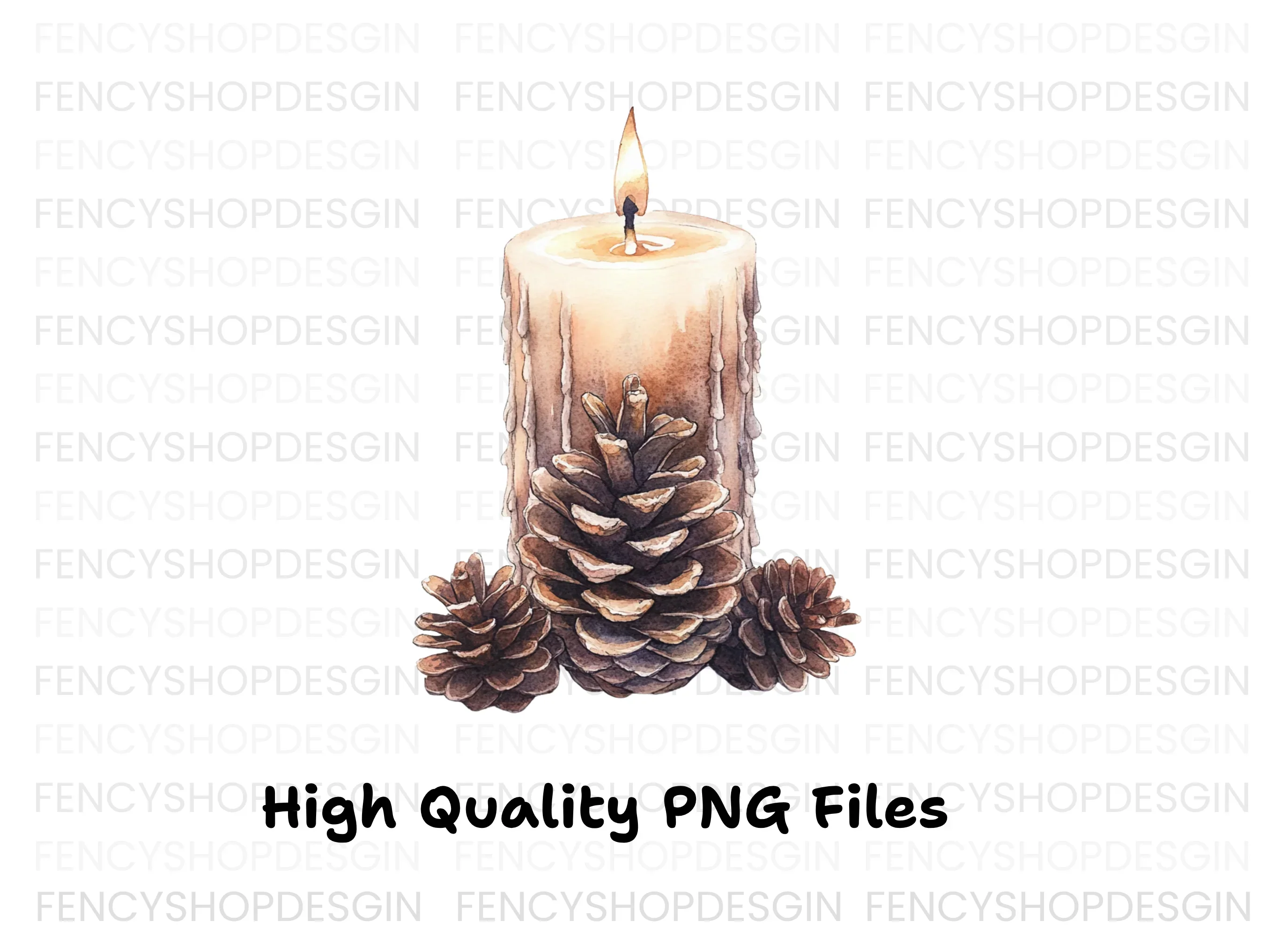 Pinecones Candle Clipart Bundle - Image 3
