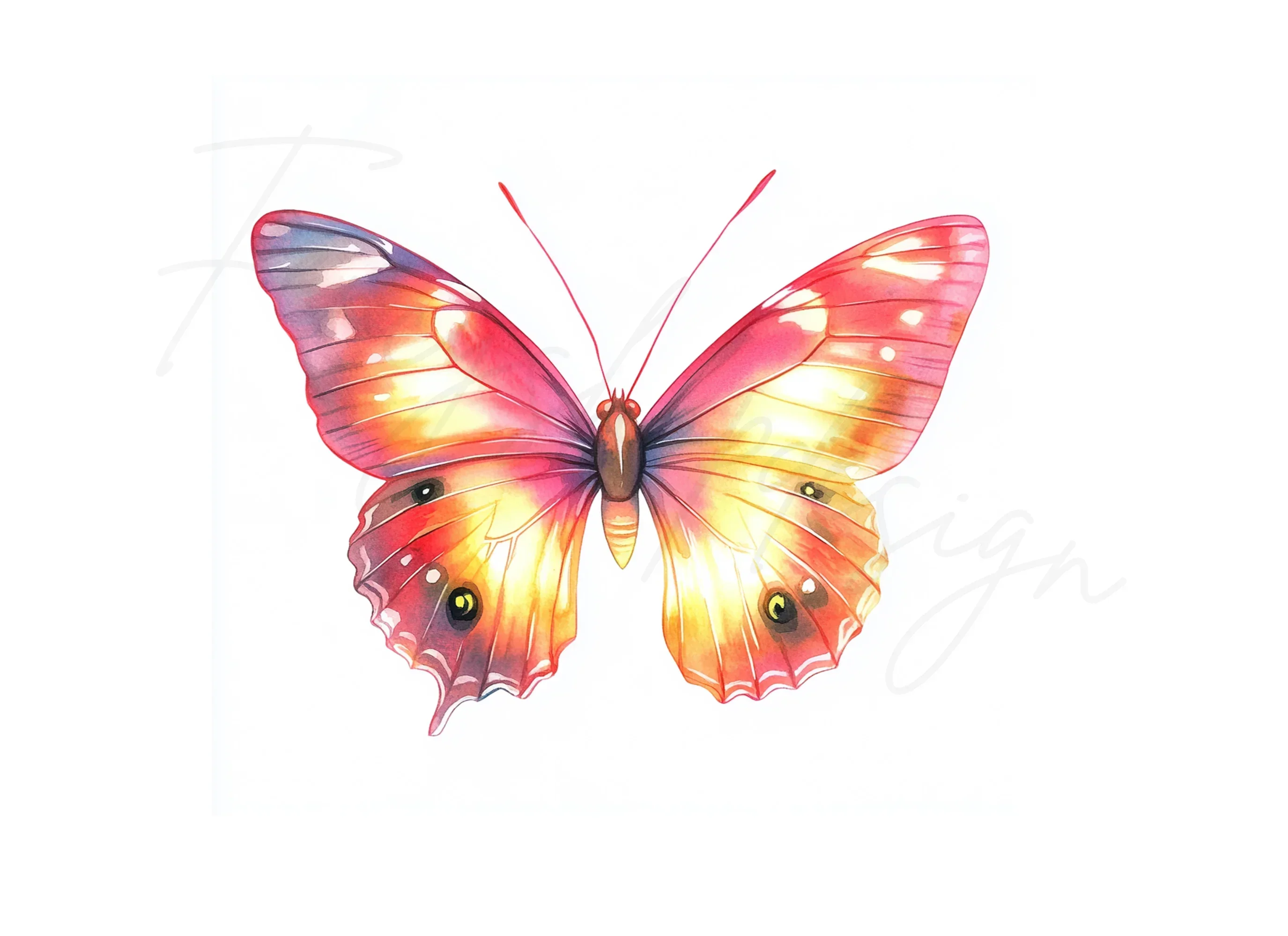 Pink and Orange Butterflies Clipart Bundle - Image 3