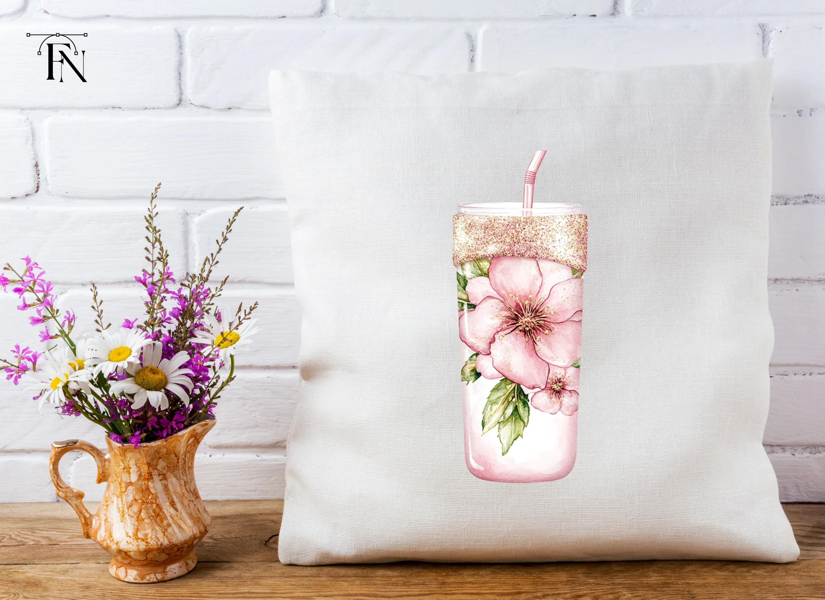 Pink Floral Tumbler Clipart Bundle - Image 4
