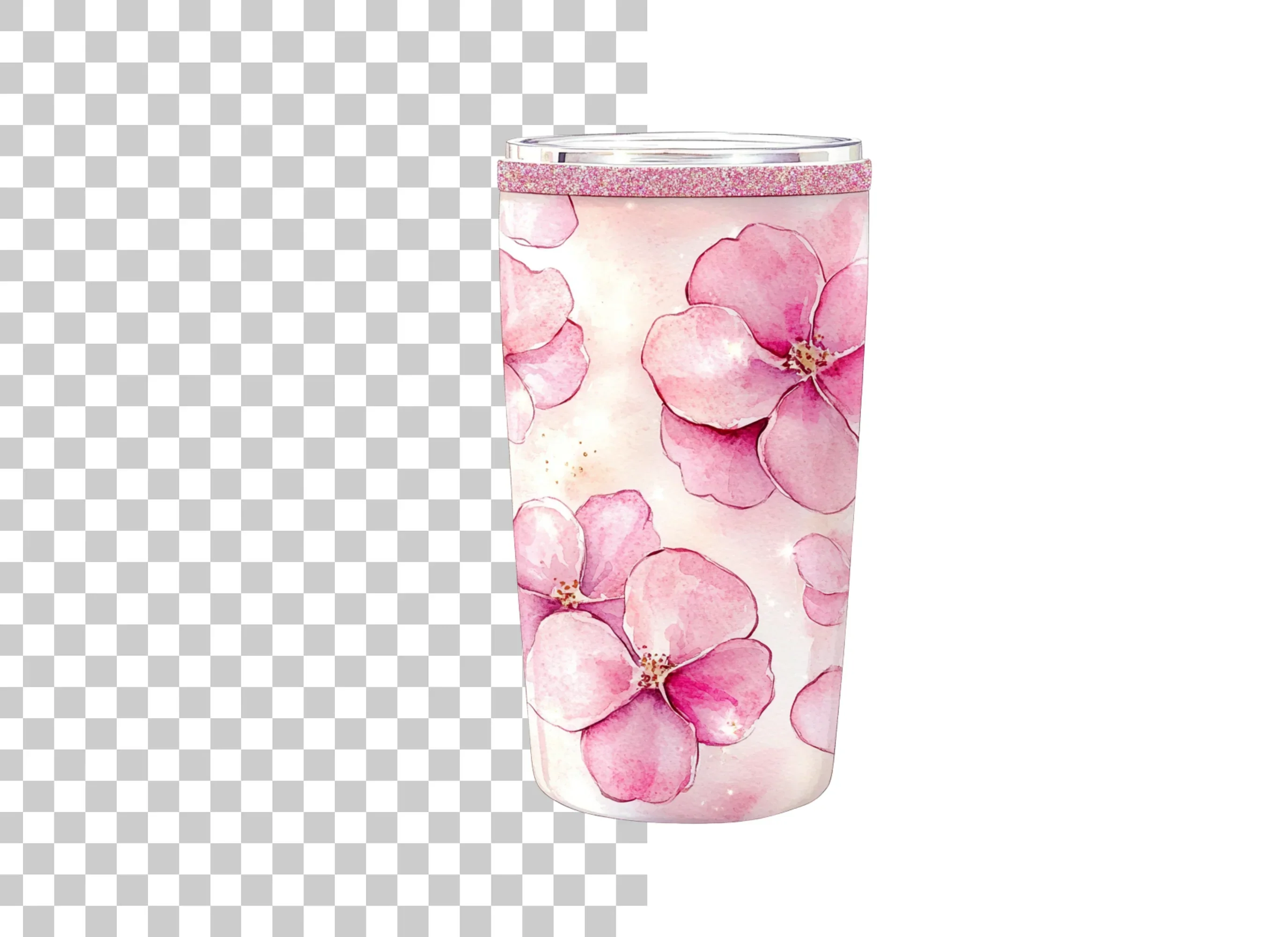 Pink Floral Tumbler Clipart Bundle - Image 2