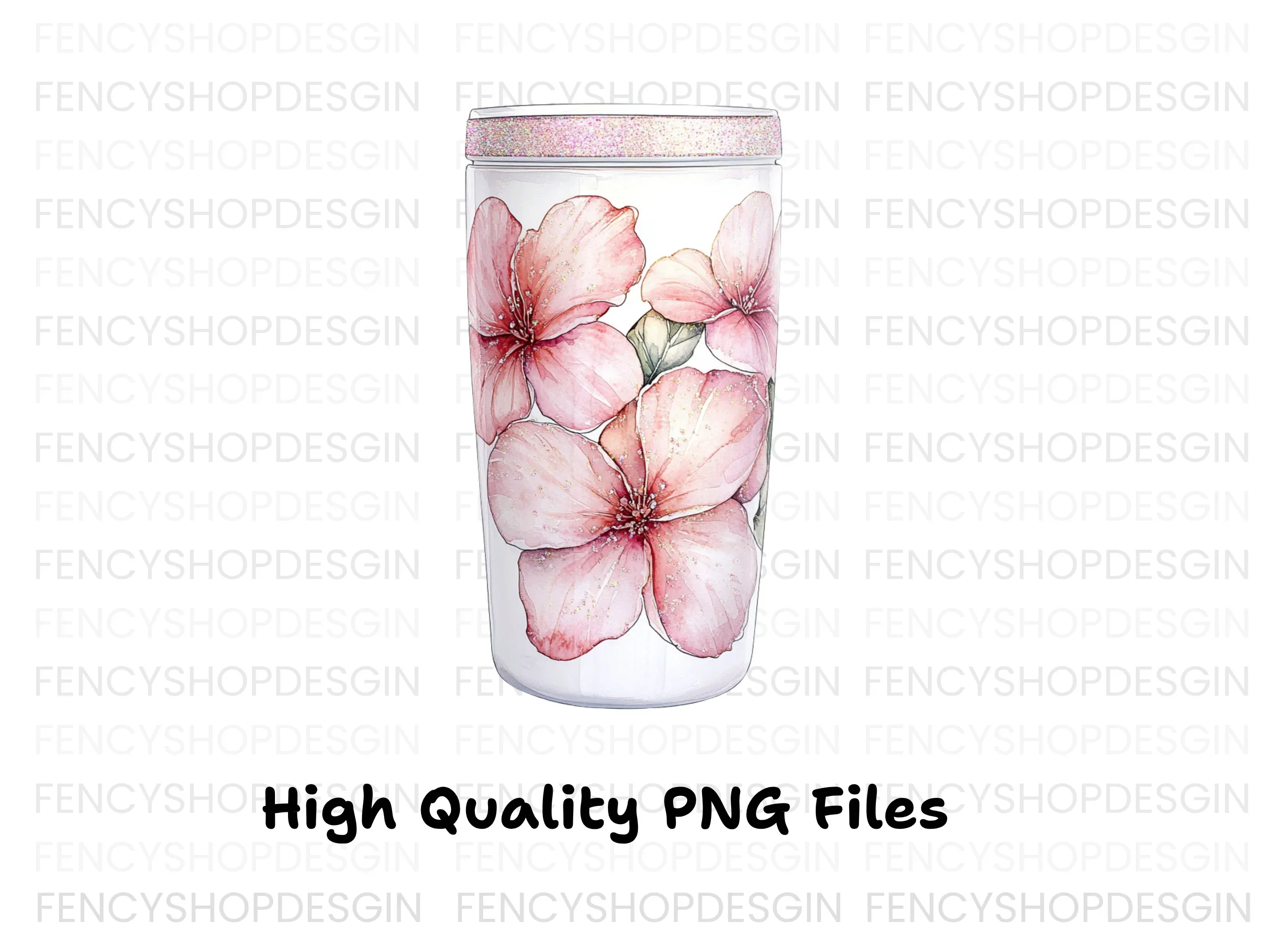 Pink Floral Tumbler Clipart Bundle - Image 3