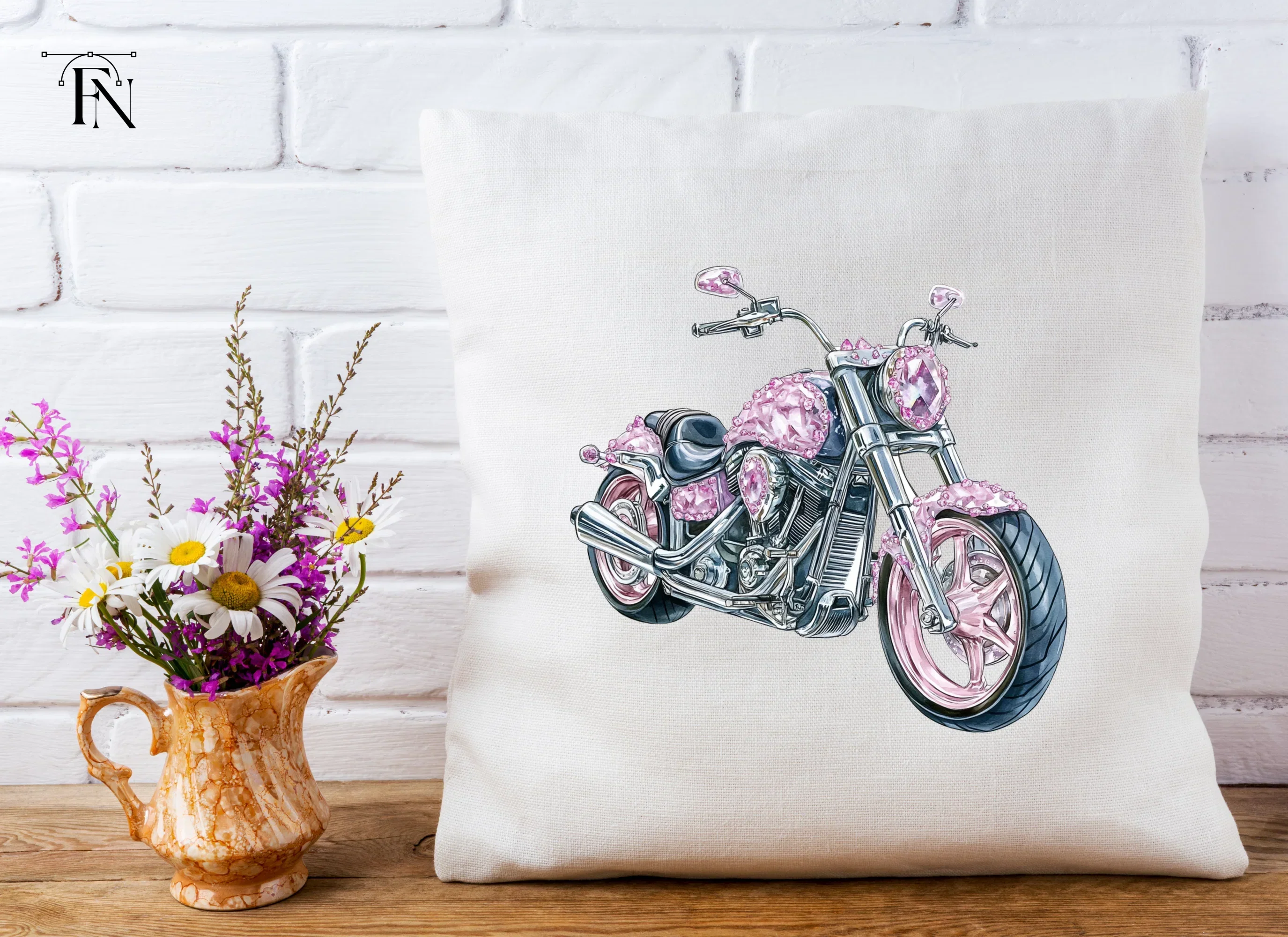 Pink Gemstone Motorcycle Clipart Bundle - Image 5