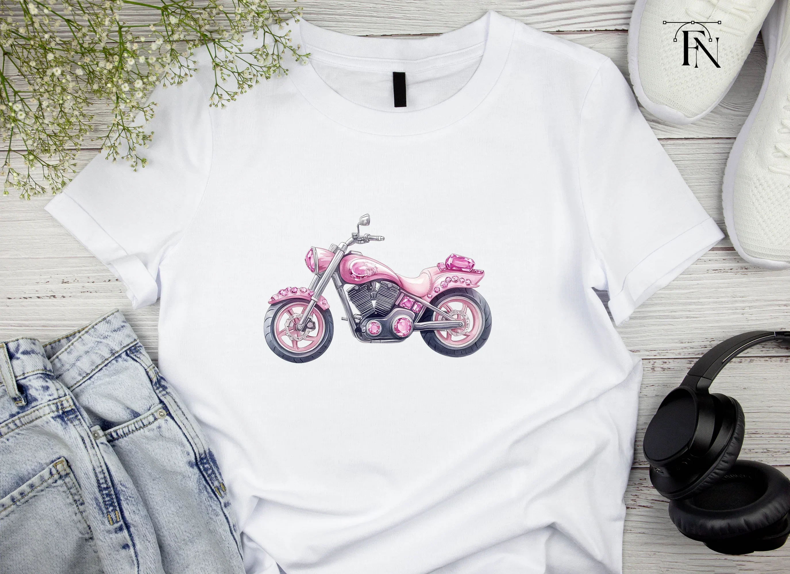 Pink Motorcycle Clipart Bundle - Image 5