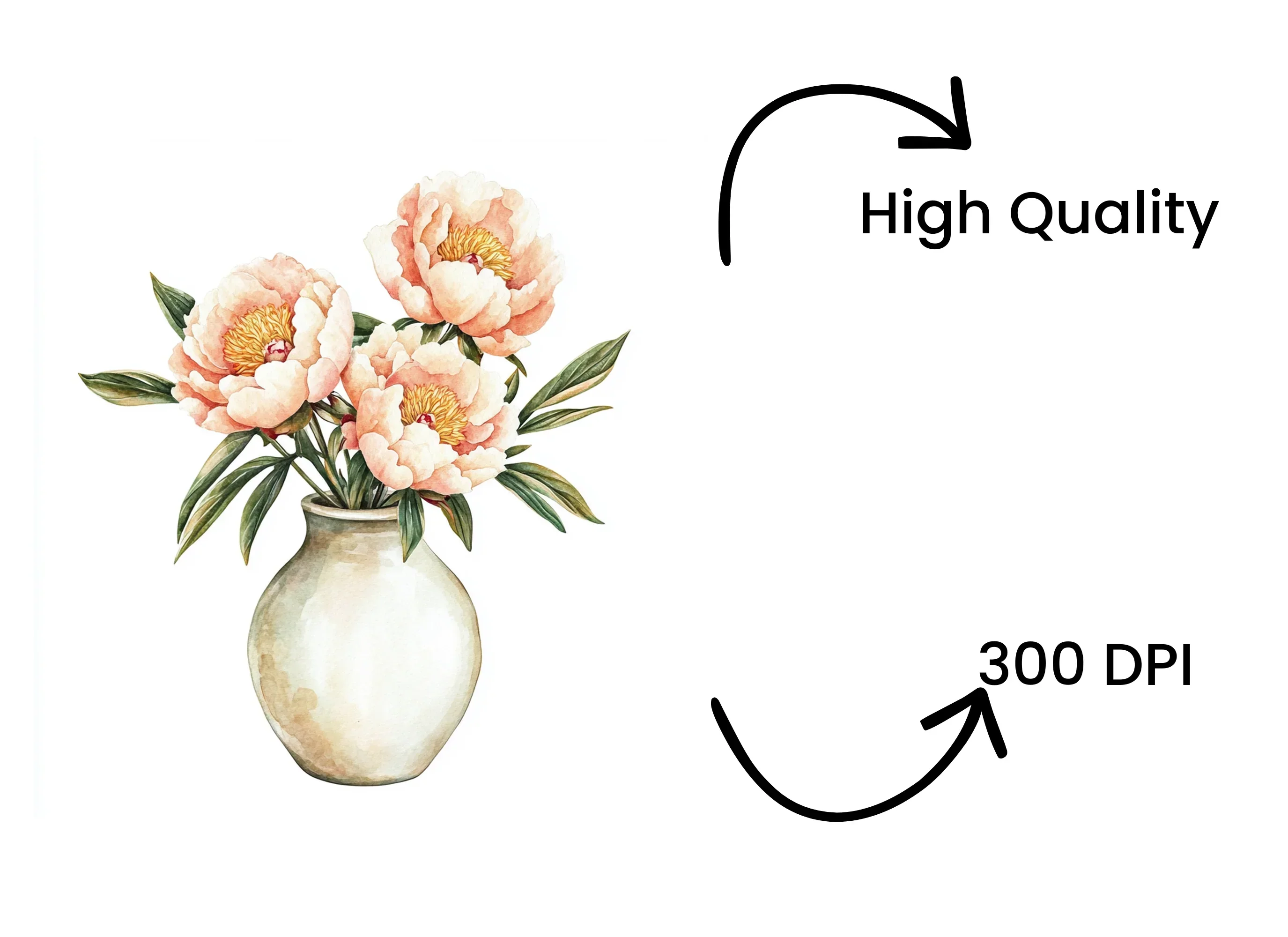 Pink Peonies in White Vase Clipart Bundle - Image 4