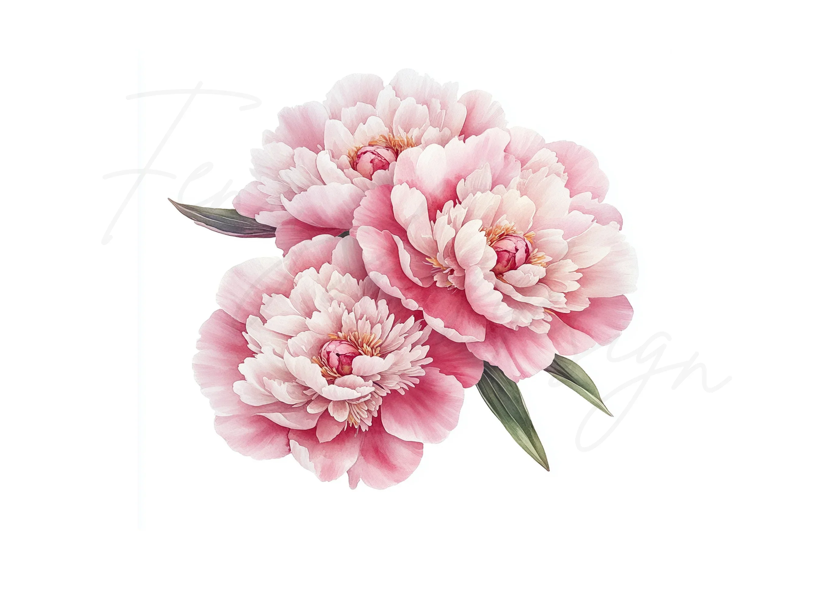 Pink Peony Flower Clipart Bundle - Image 3