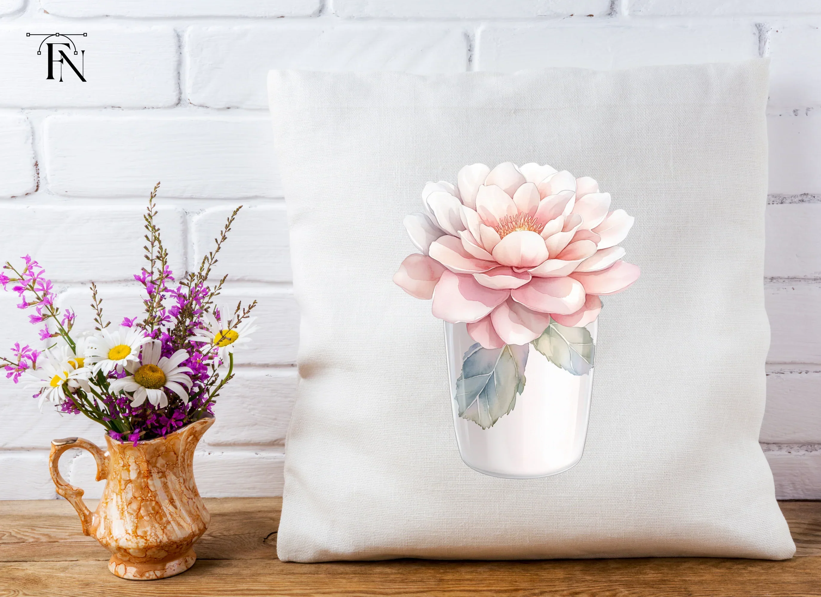 Pink Peony in White Vase Clipart Bundle - Image 4