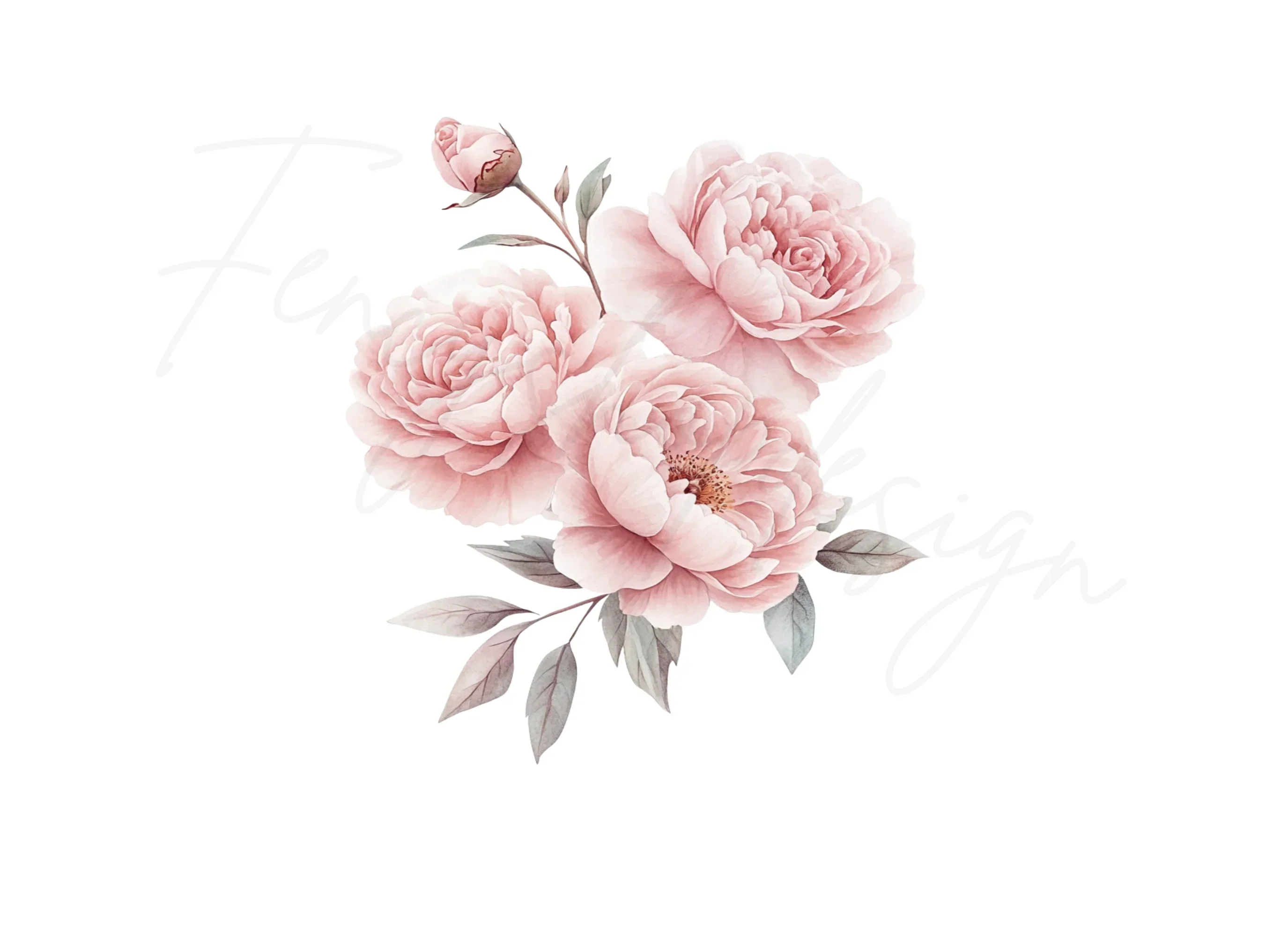 Pink Peony Rose Clipart Bundle - Image 2
