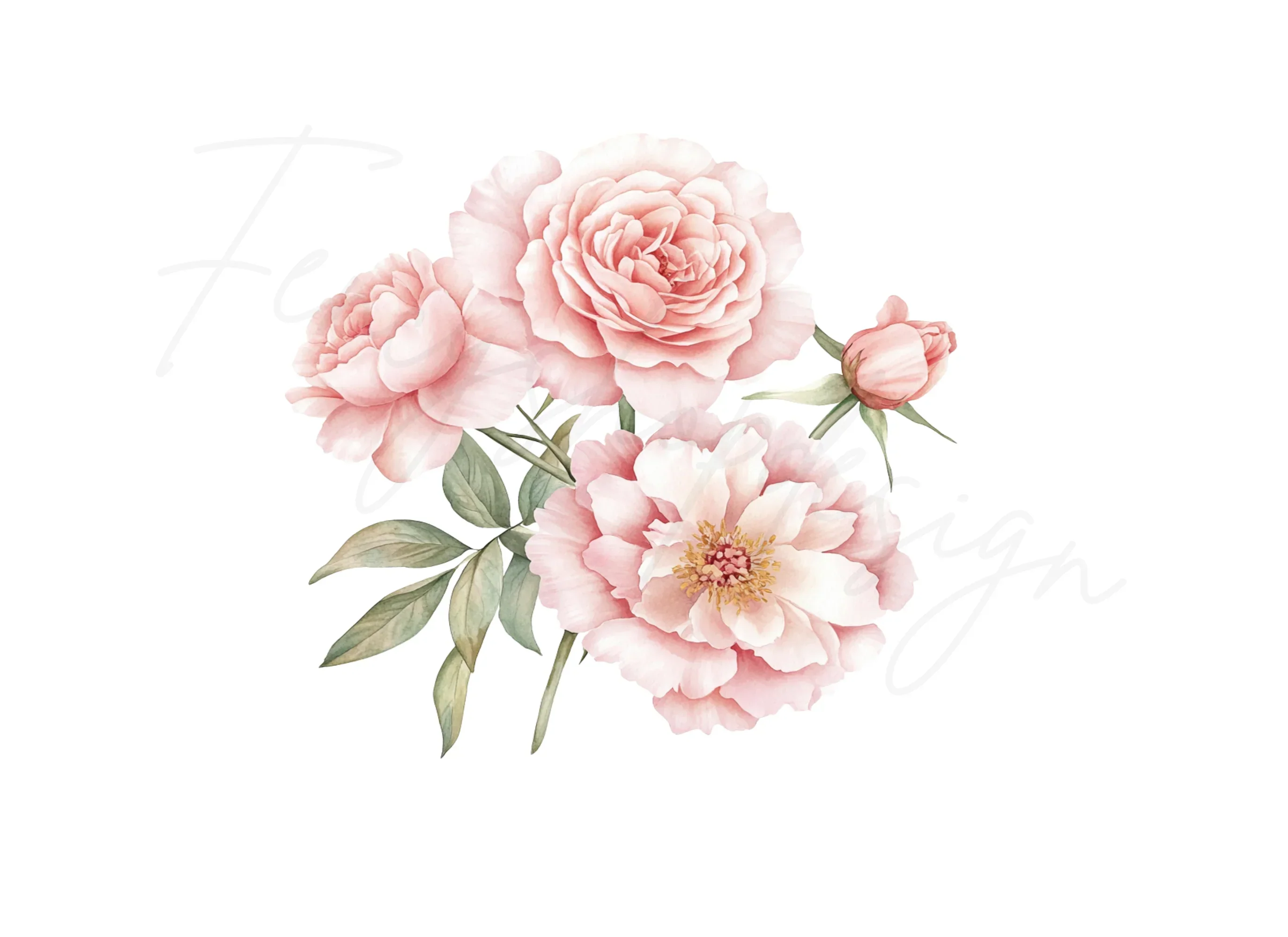 Pink Peony Rose Clipart Bundle - Image 3