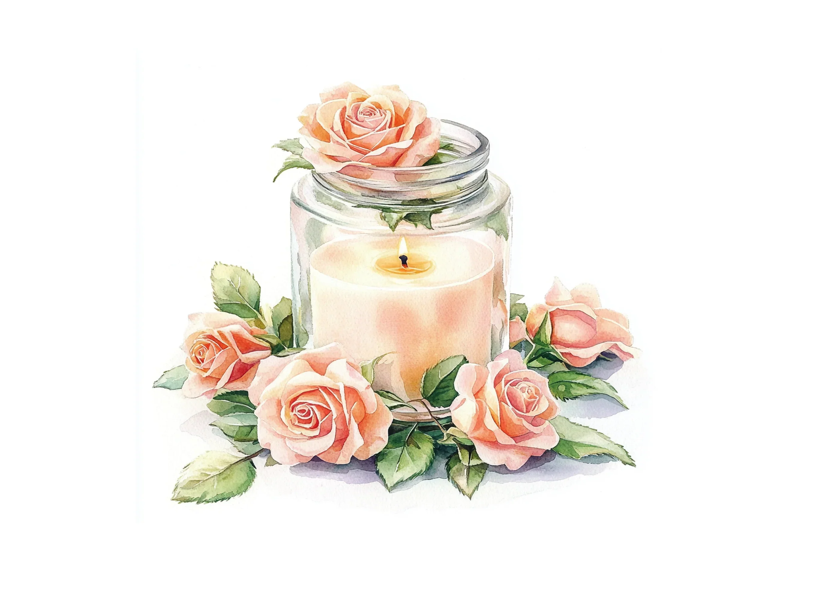 Pink Roses Candle Clipart Bundle - Image 2