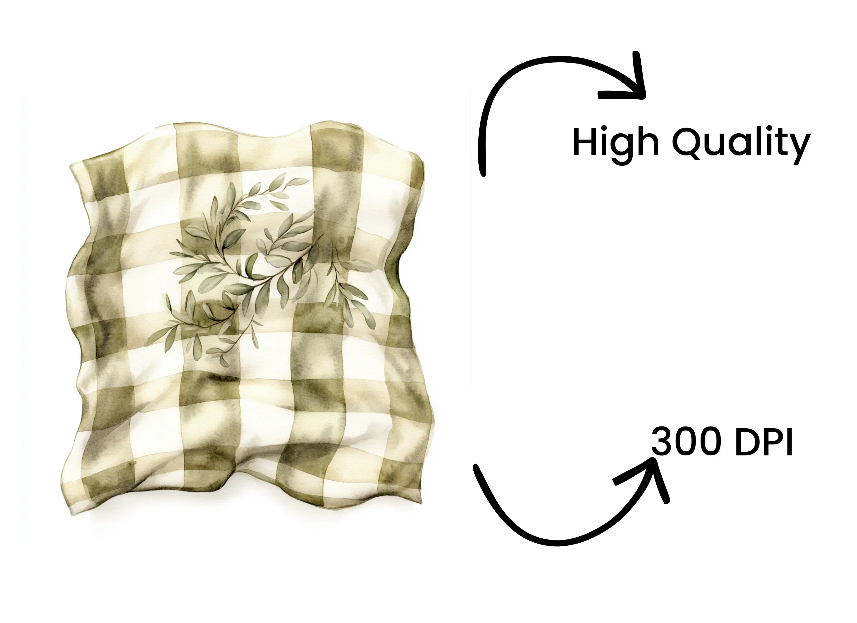 Plaid Blanket with Greenery Clipart Bundle - Image 4