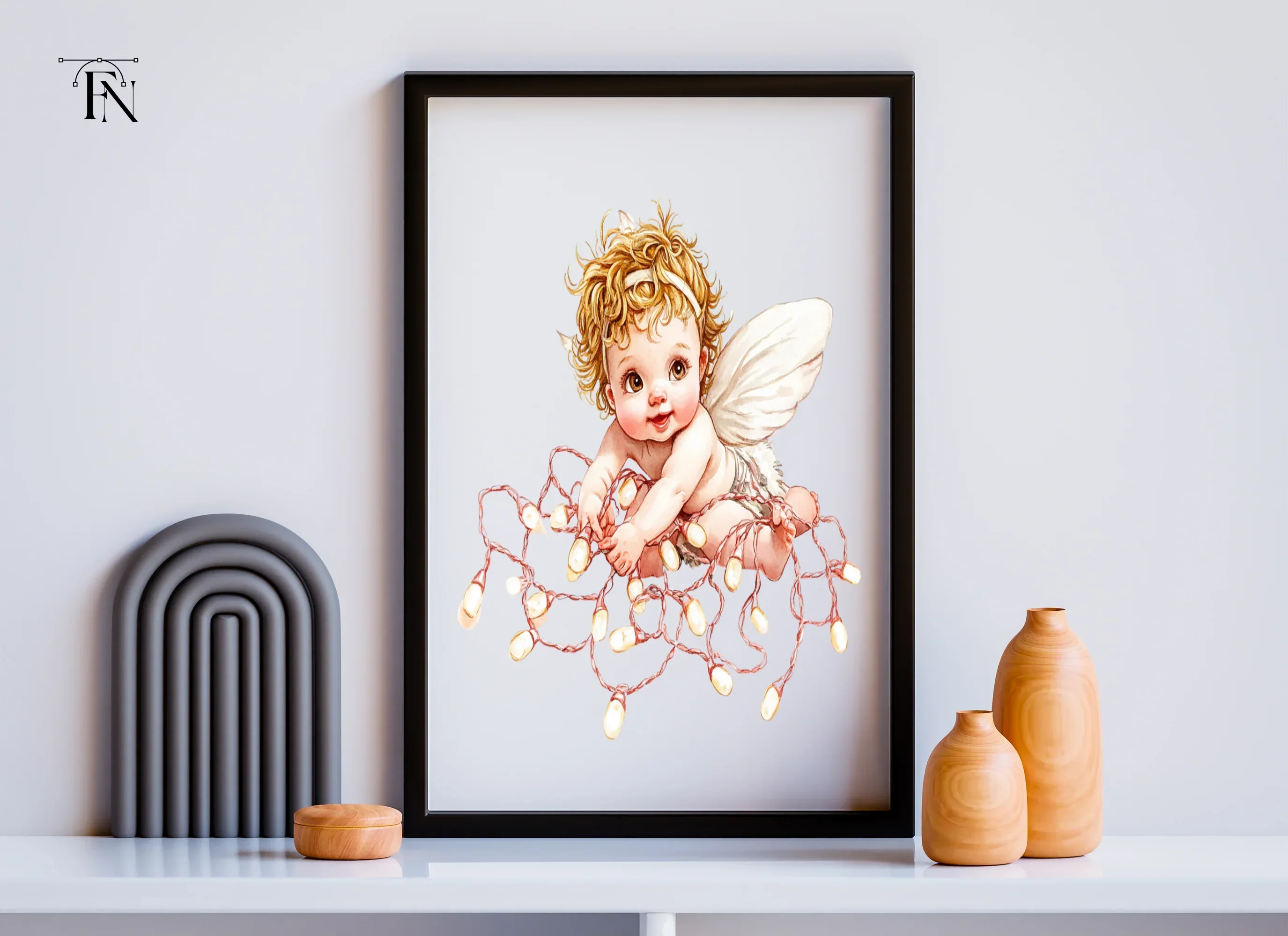 Playful Baby Angel with Pink Lights Clipart Bundle - Image 6