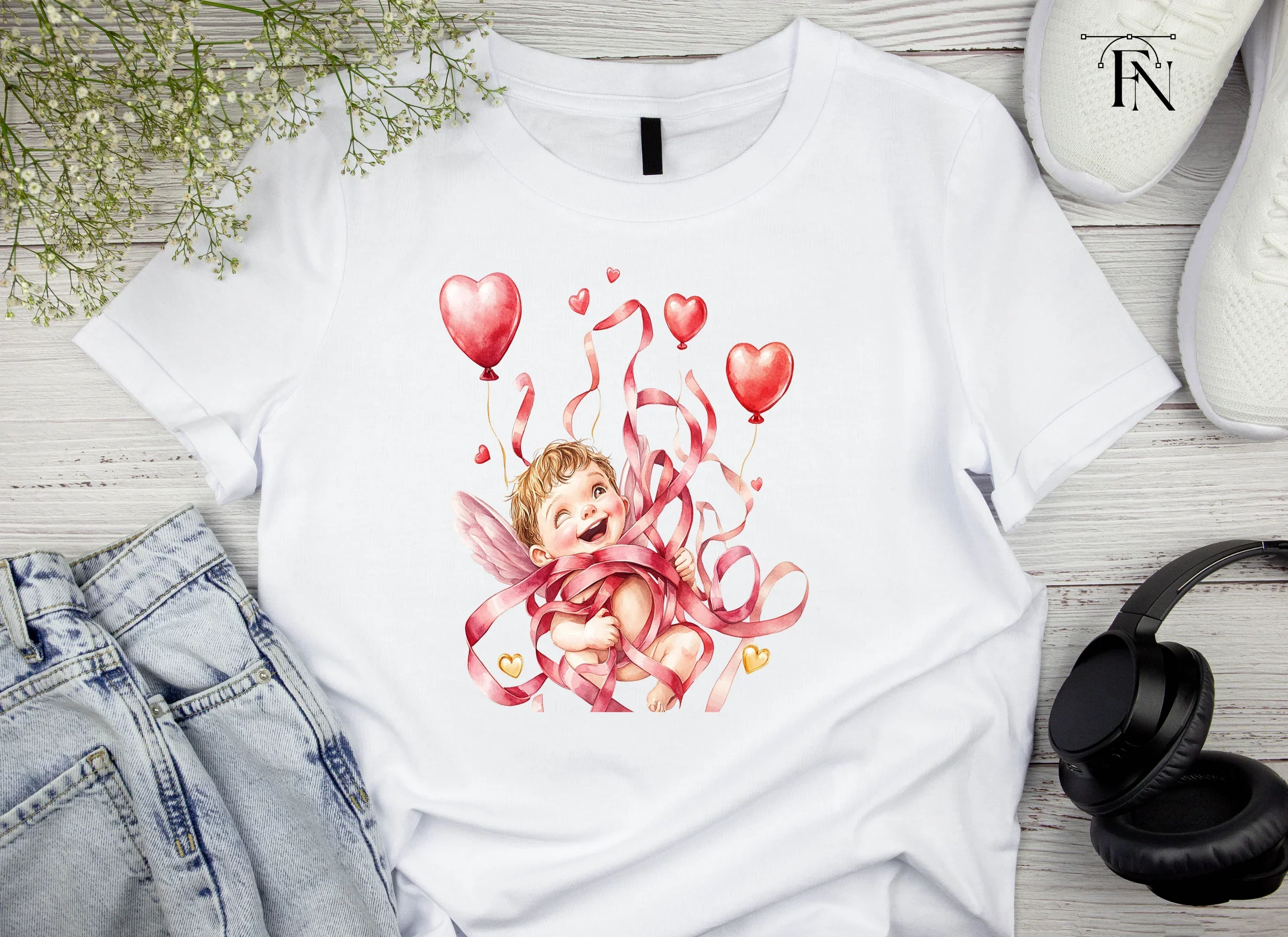 Playful Cupid with Ribbons Clipart Bundle - Image 4