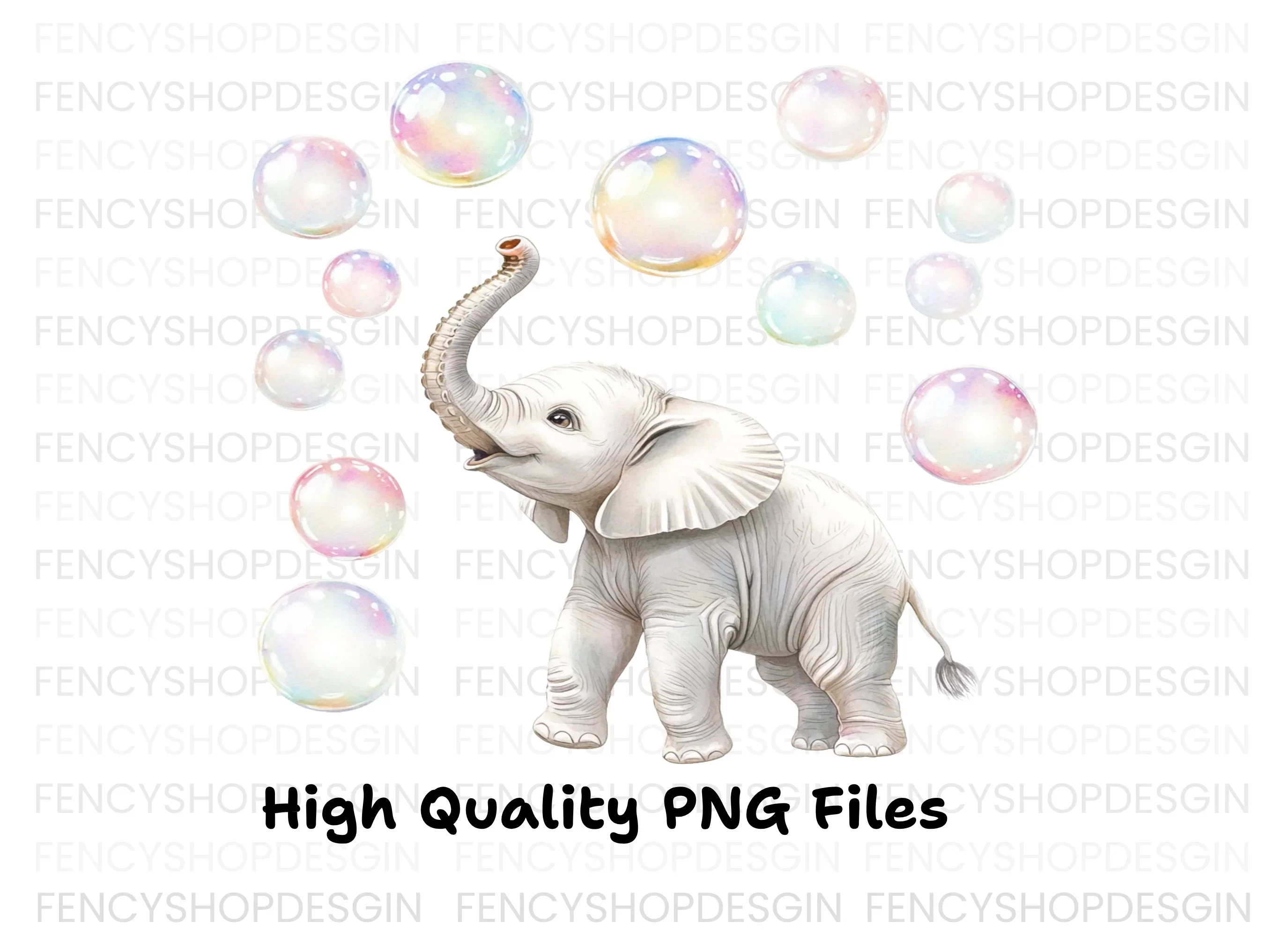 Playful Elephants and Bubbles Clipart Bundle - Image 3