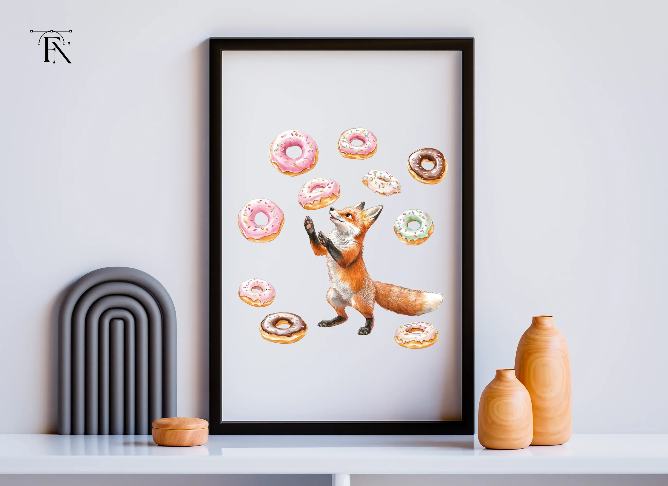Playful Foxes and Donuts Clipart Bundle - Image 6