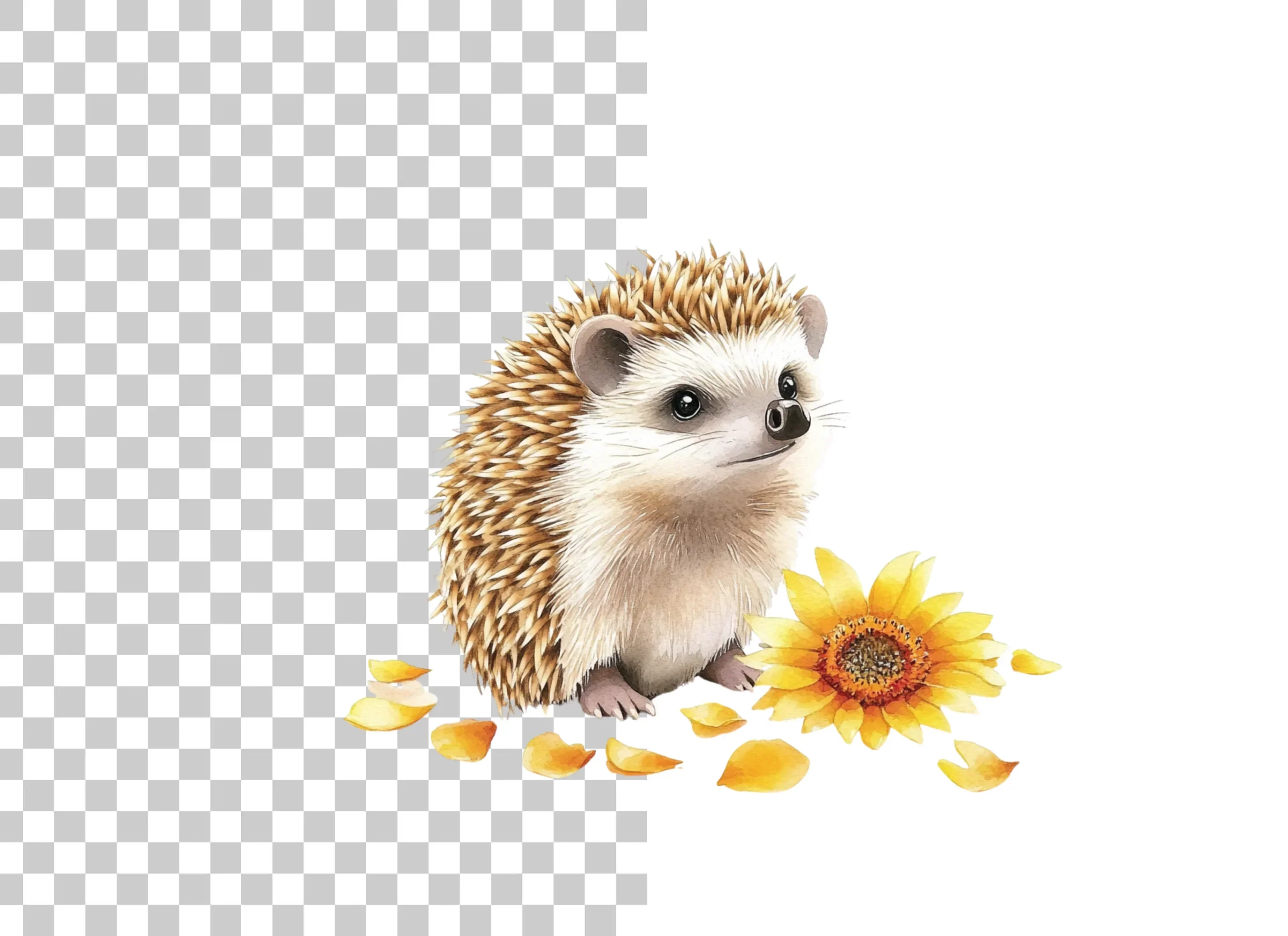 Playful Hedgehogs with Sunflowers Clipart Bundle - Image 2