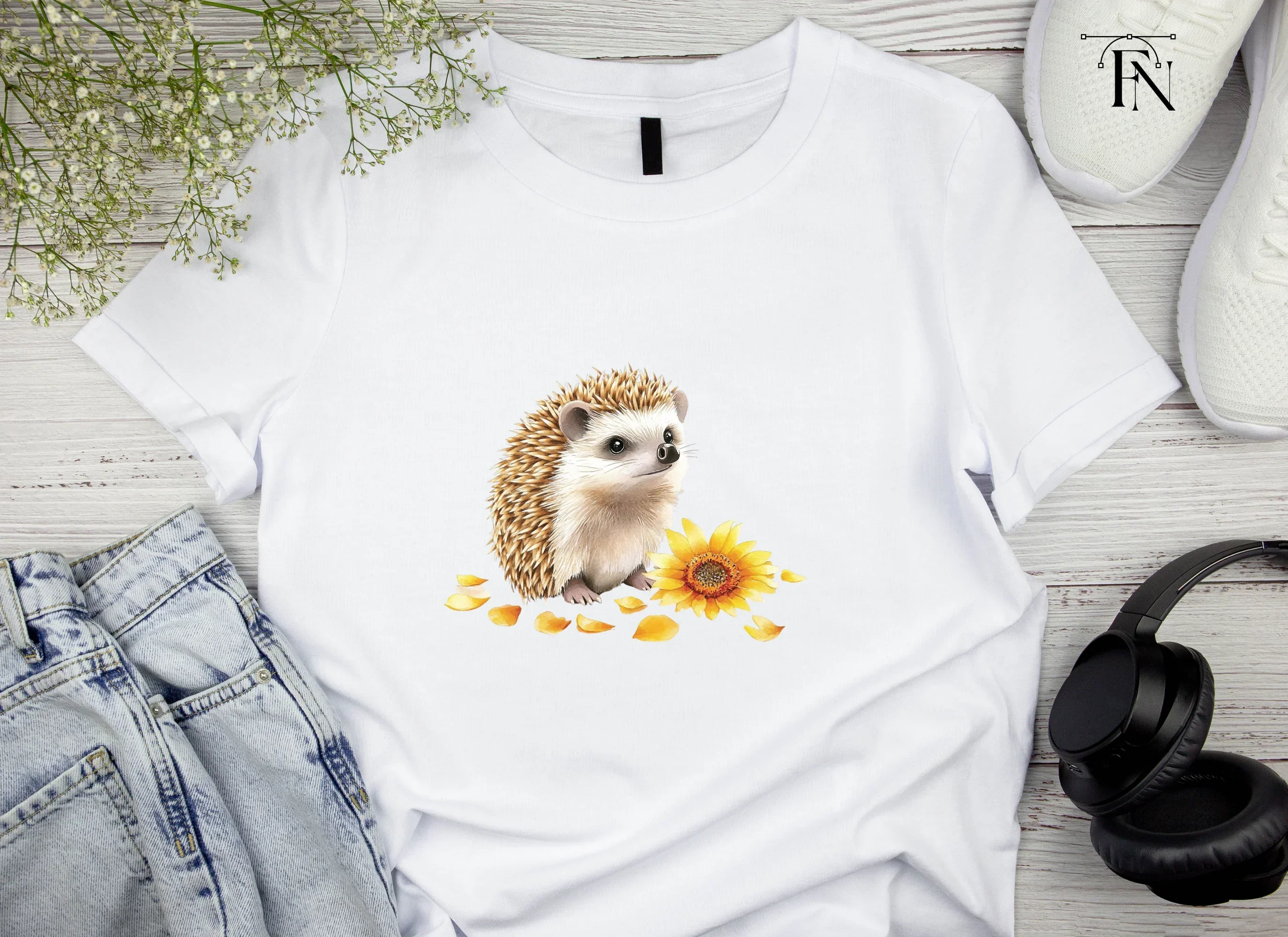 Playful Hedgehogs with Sunflowers Clipart Bundle - Image 4
