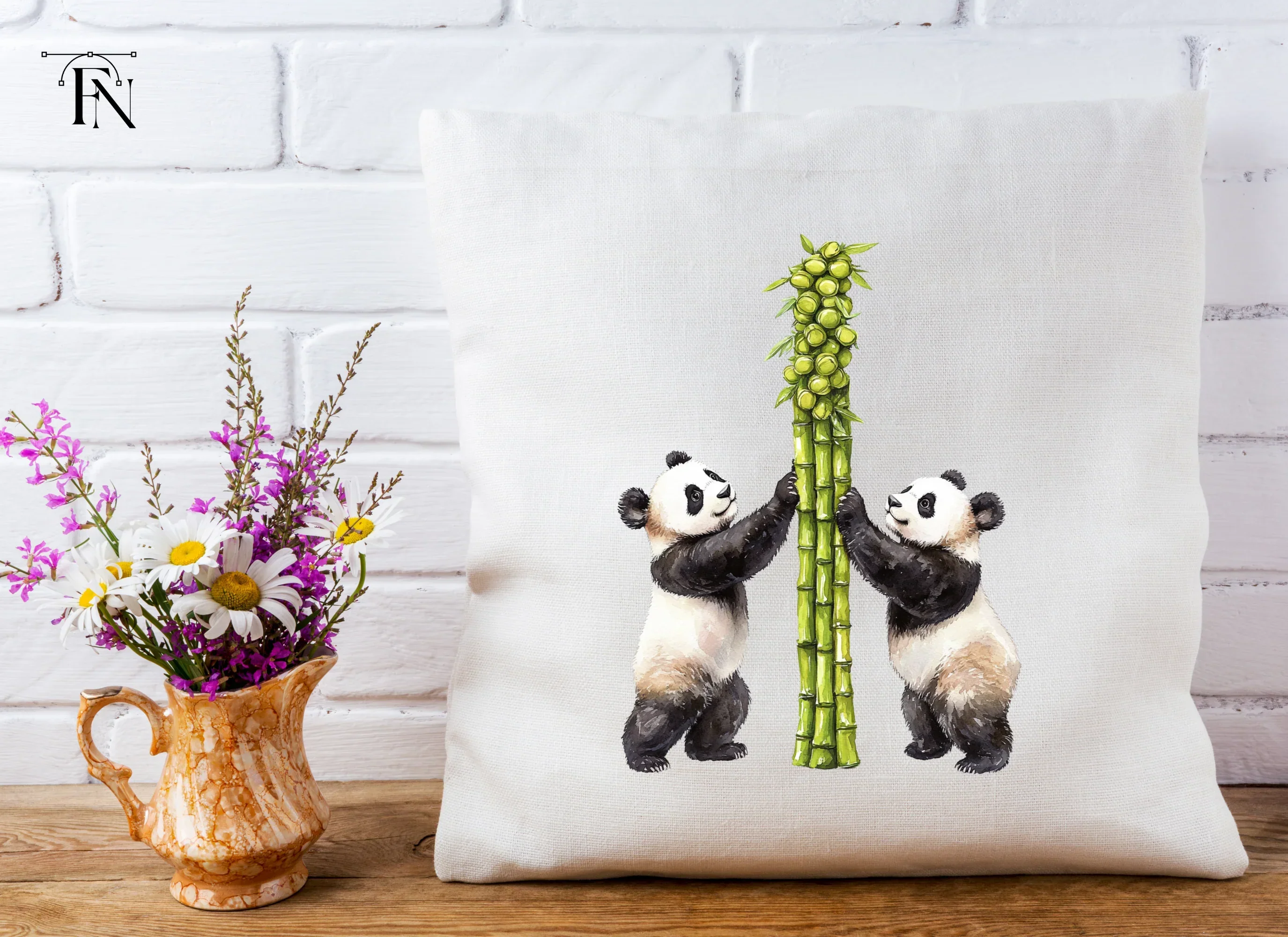 Playful Pandas with Bamboo Clipart Bundle - Image 3