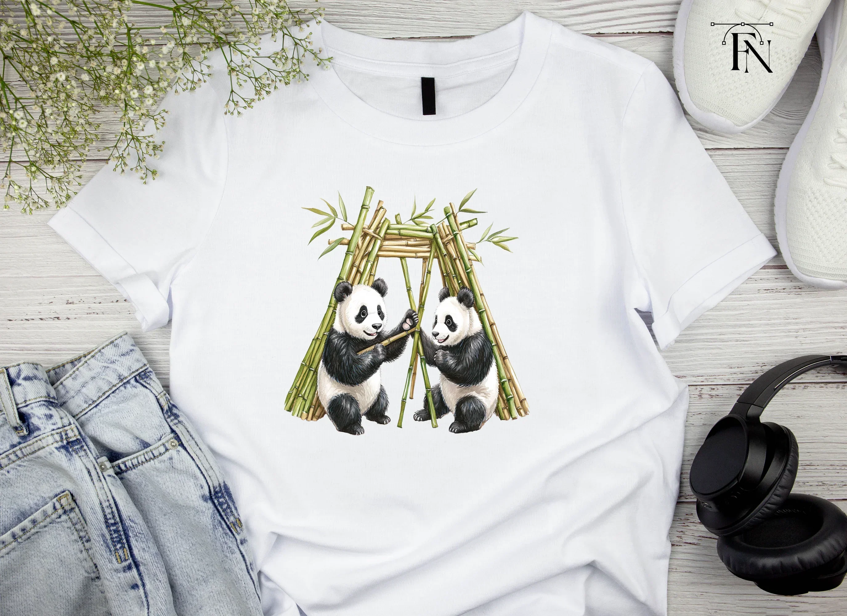 Playful Pandas with Bamboo Hut Clipart Bundle - Image 4
