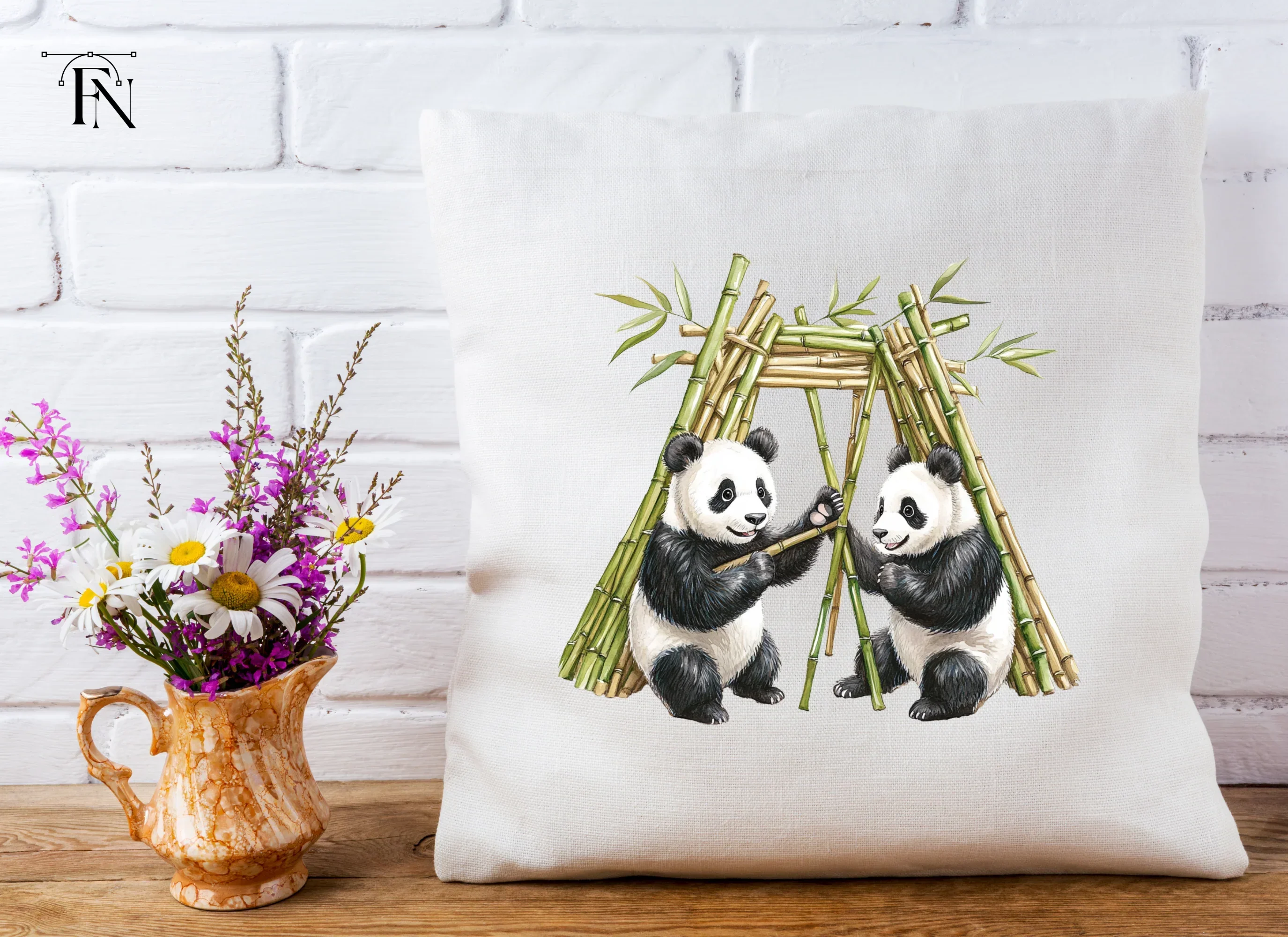 Playful Pandas with Bamboo Hut Clipart Bundle - Image 5