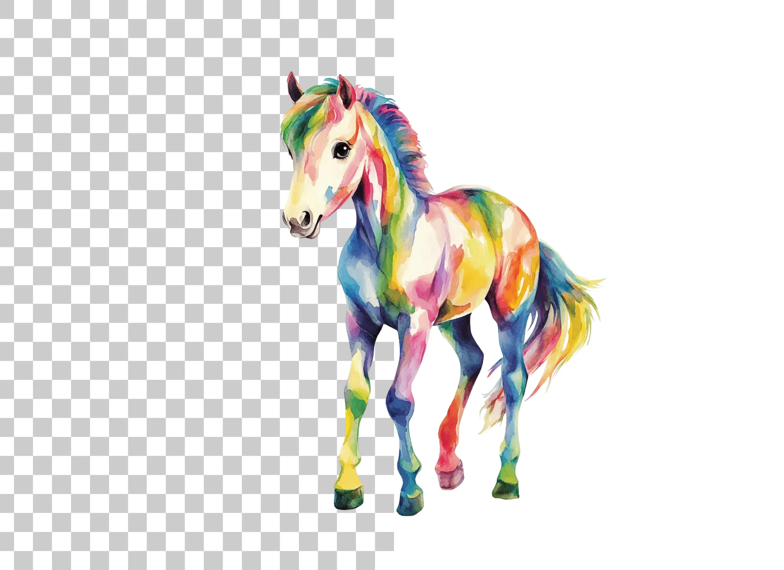 Playful Rainbow Foal Clipart Bundle - Image 2