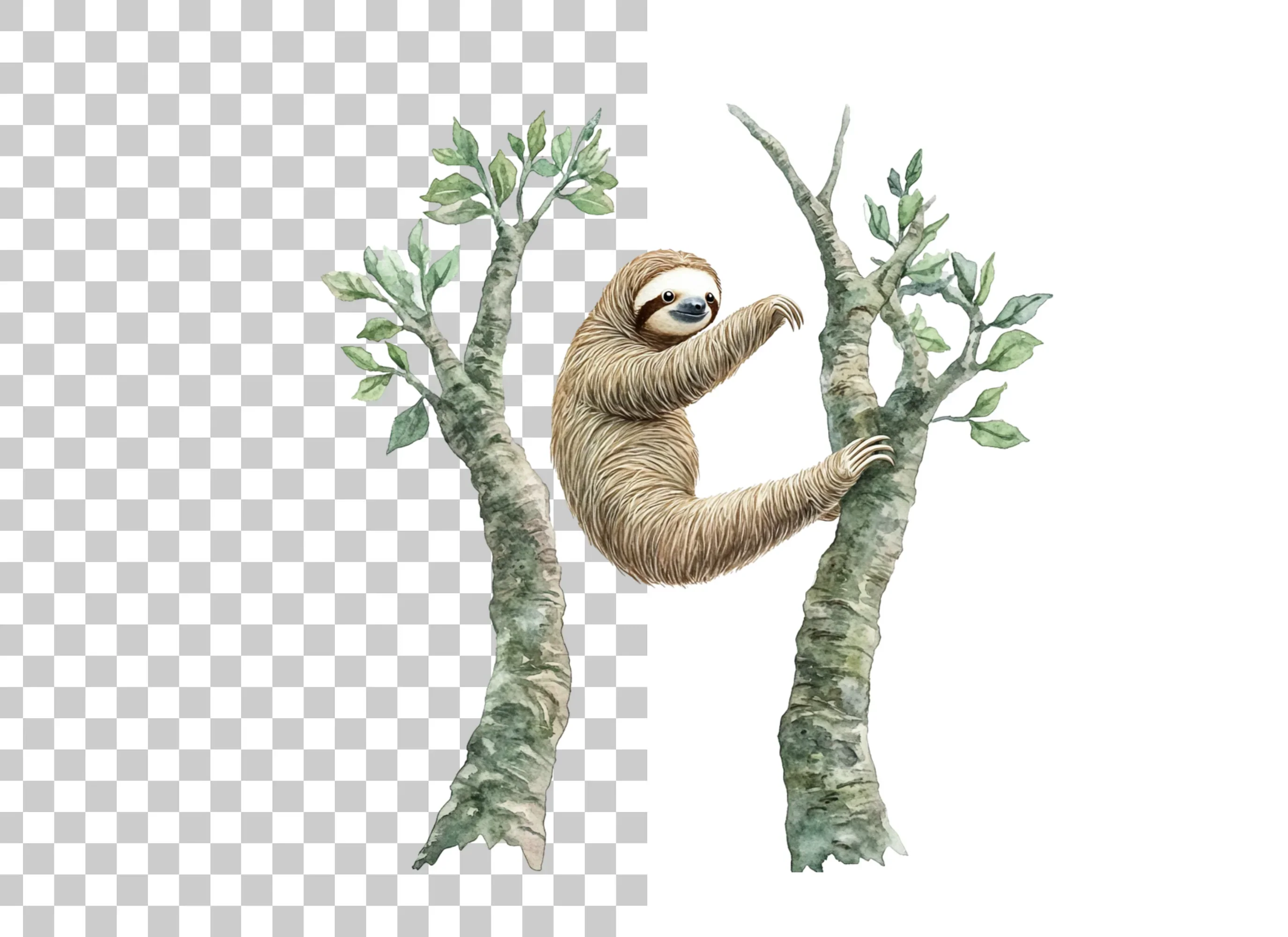 Playful Sloths Climbing Trees Clipart Bundle - Image 3