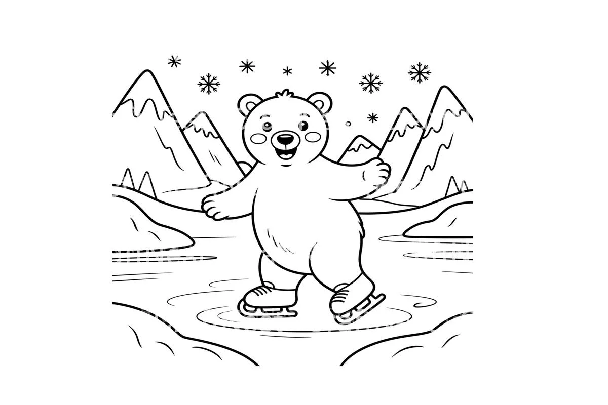 Polar Bear Ice Skating Coloring Books - Image 2
