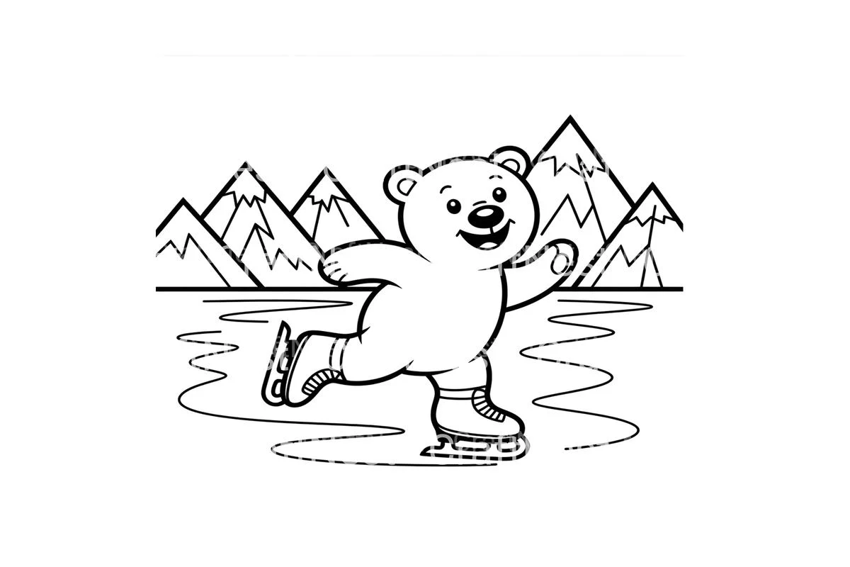 Polar Bear Ice Skating Fun Coloring Books - Image 4