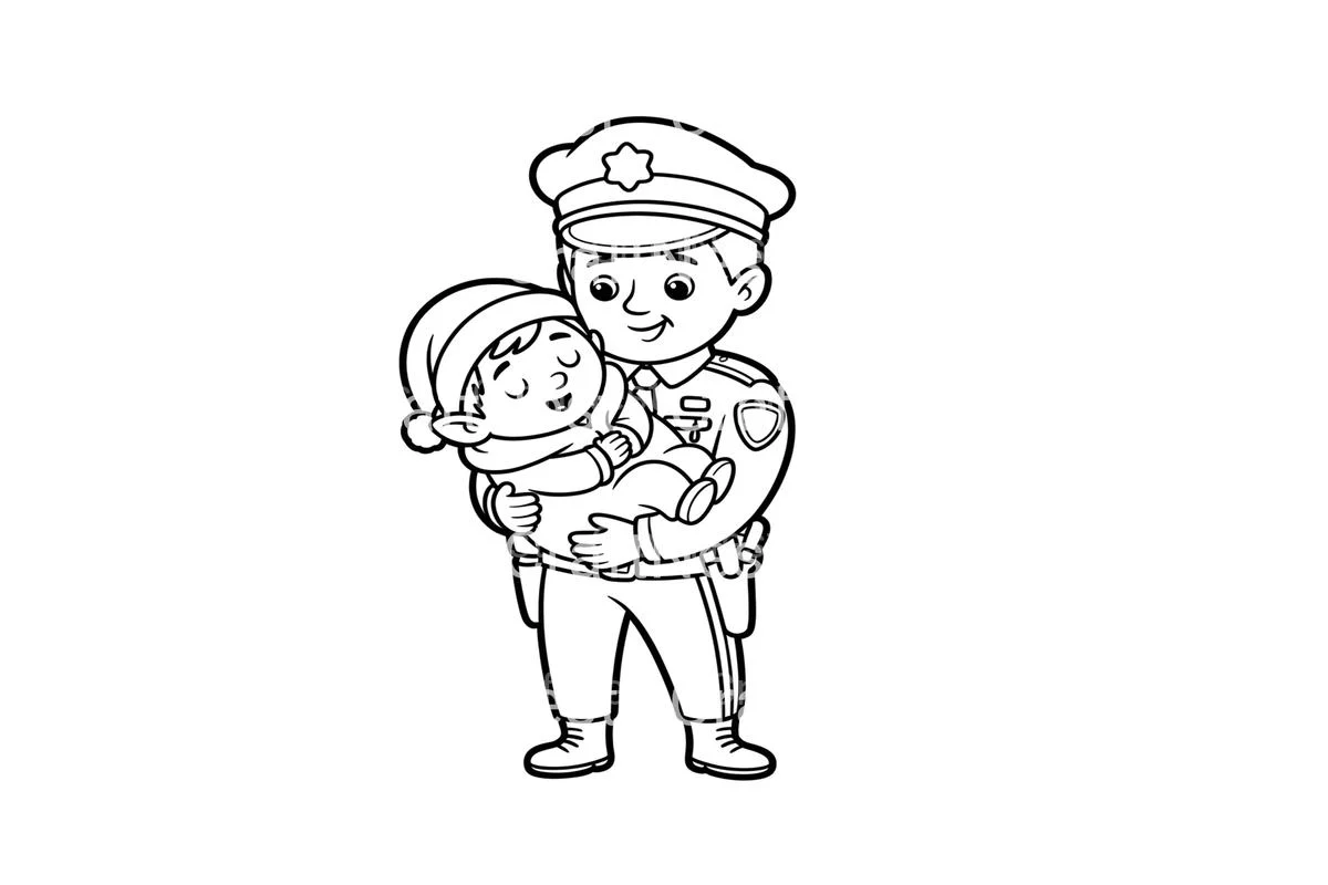 Police Officer with Baby Elf Coloring Books - Image 2