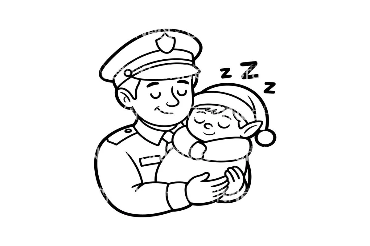 Police Officer with Baby Elf Coloring Books - Image 3