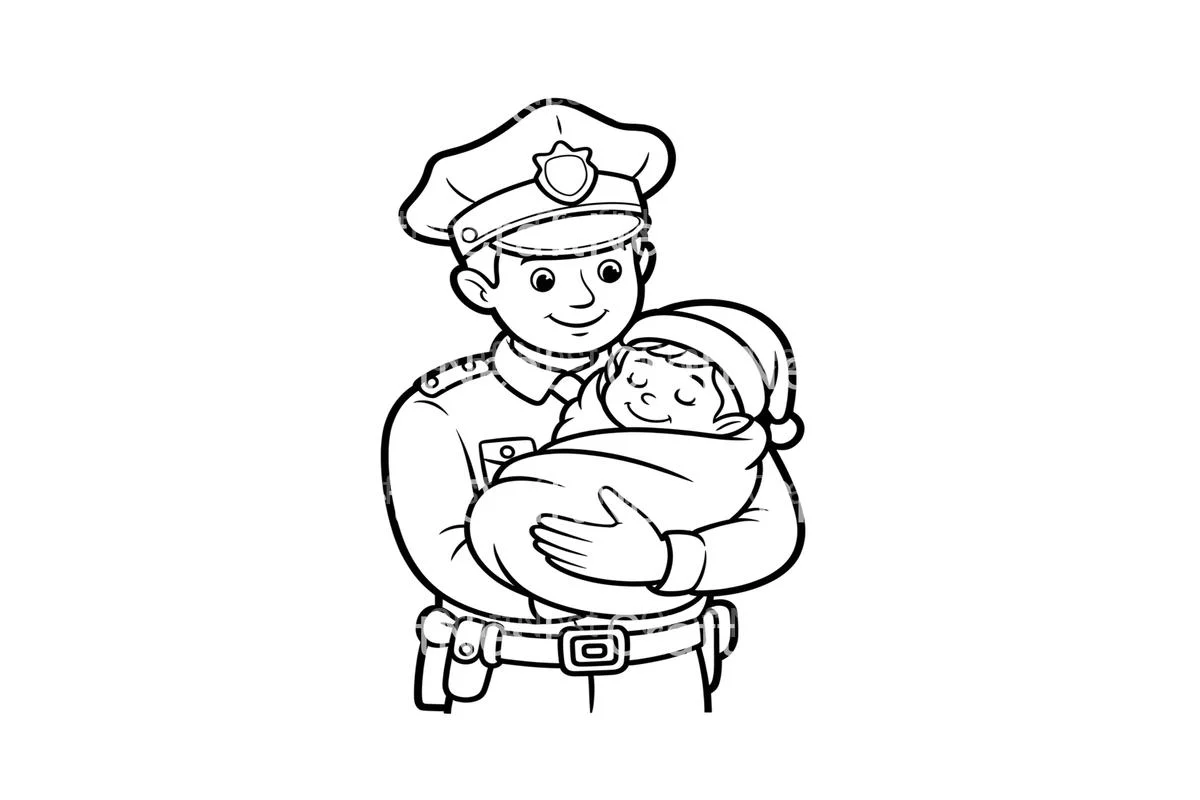Police Officer with Baby Elf Coloring Books - Image 4