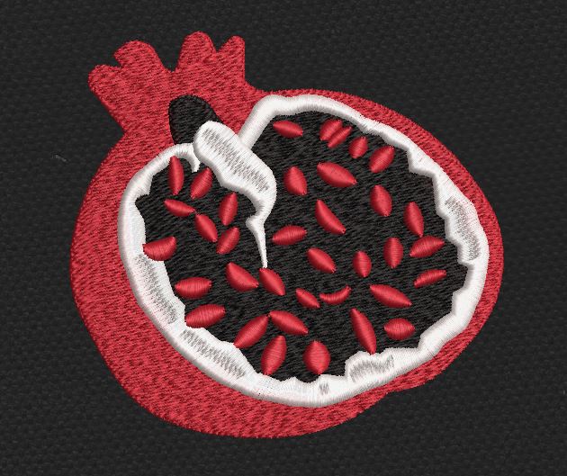 Pomegranate Seeds Red Embroidery Design