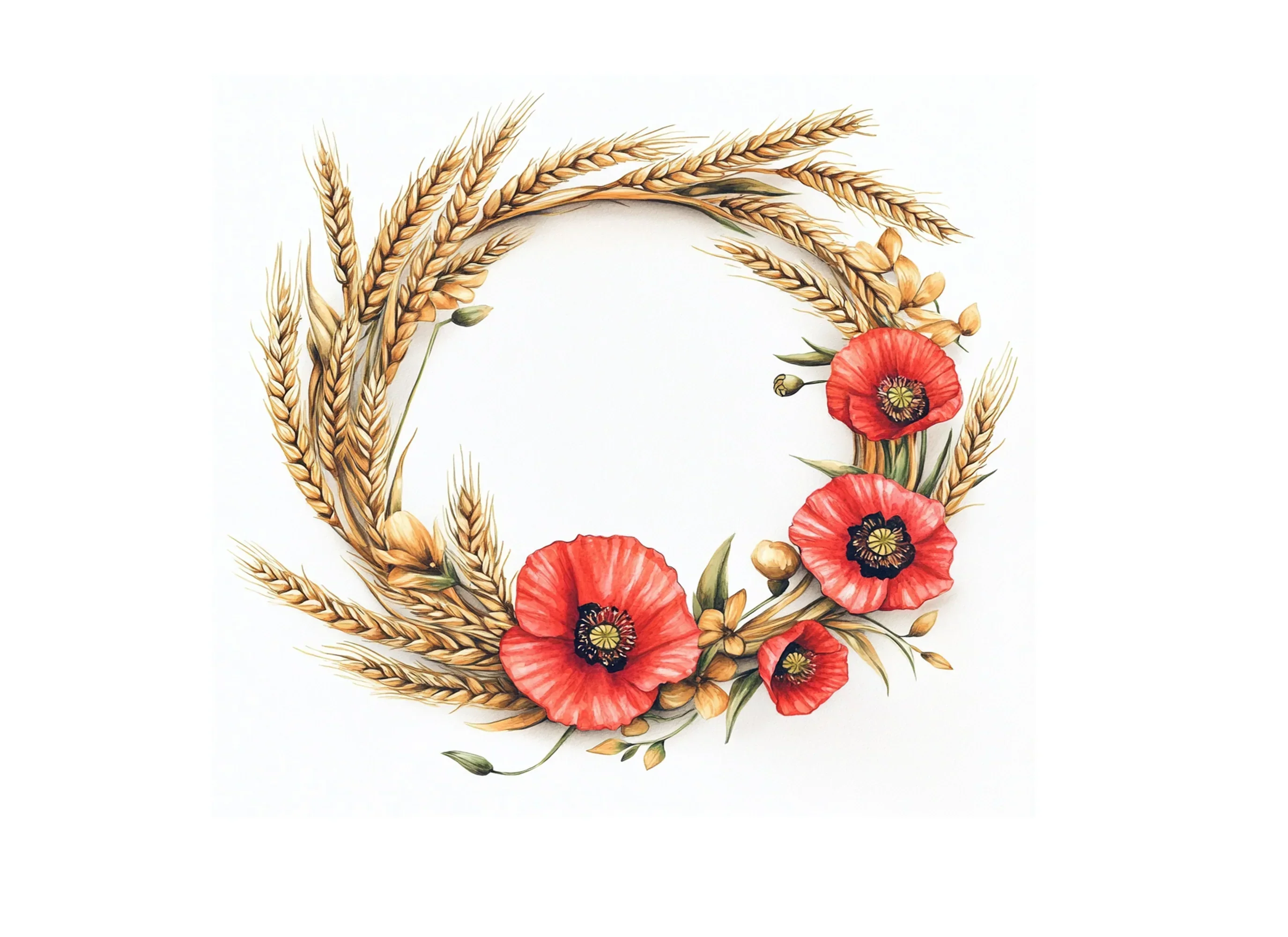Poppy and Wheat Wreath Clipart Bundle - Image 3