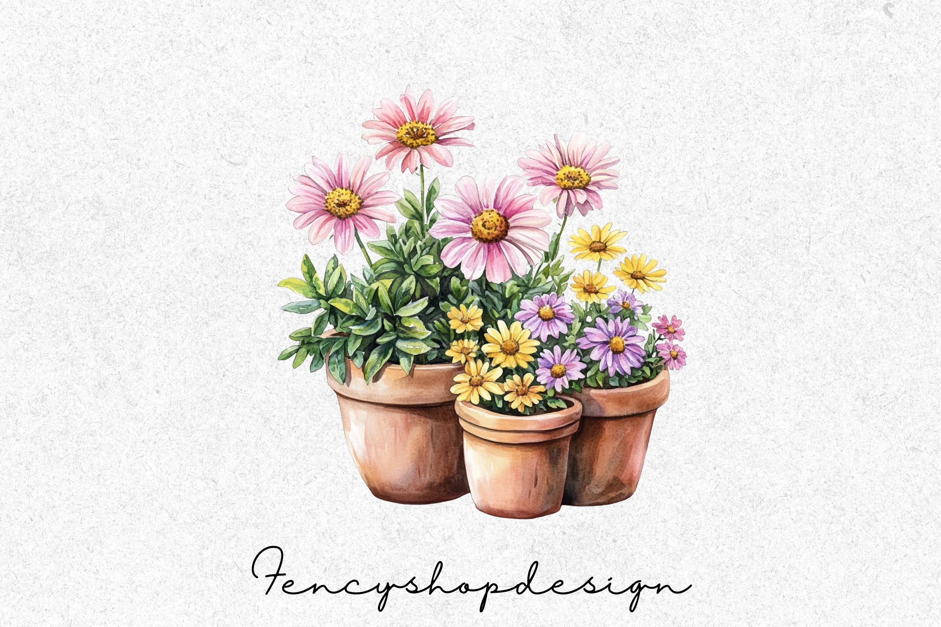 Potted Garden Flowers Clipart Bundle - Image 7