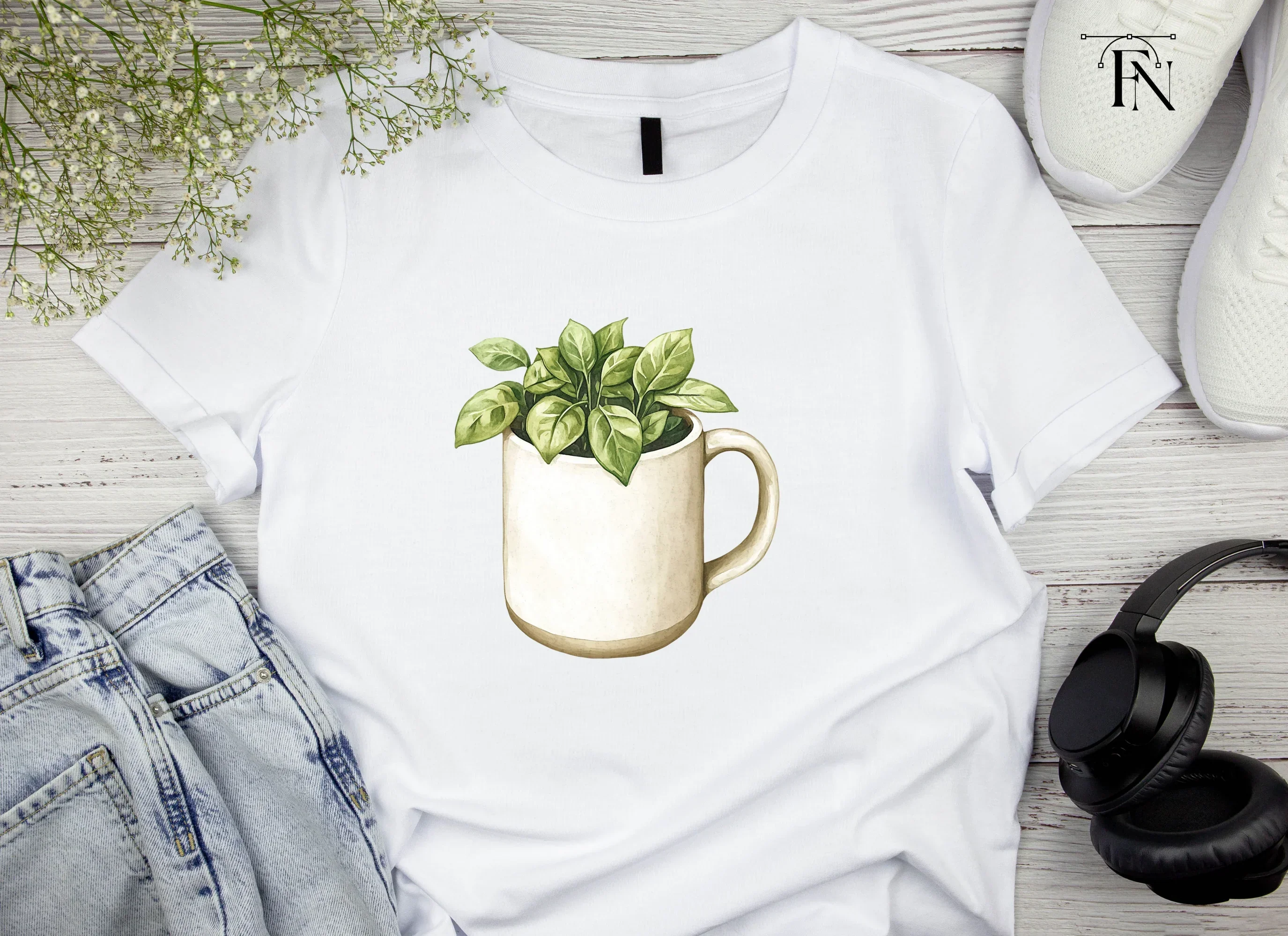 Potted Plants in Mugs Clipart Bundle - Image 4