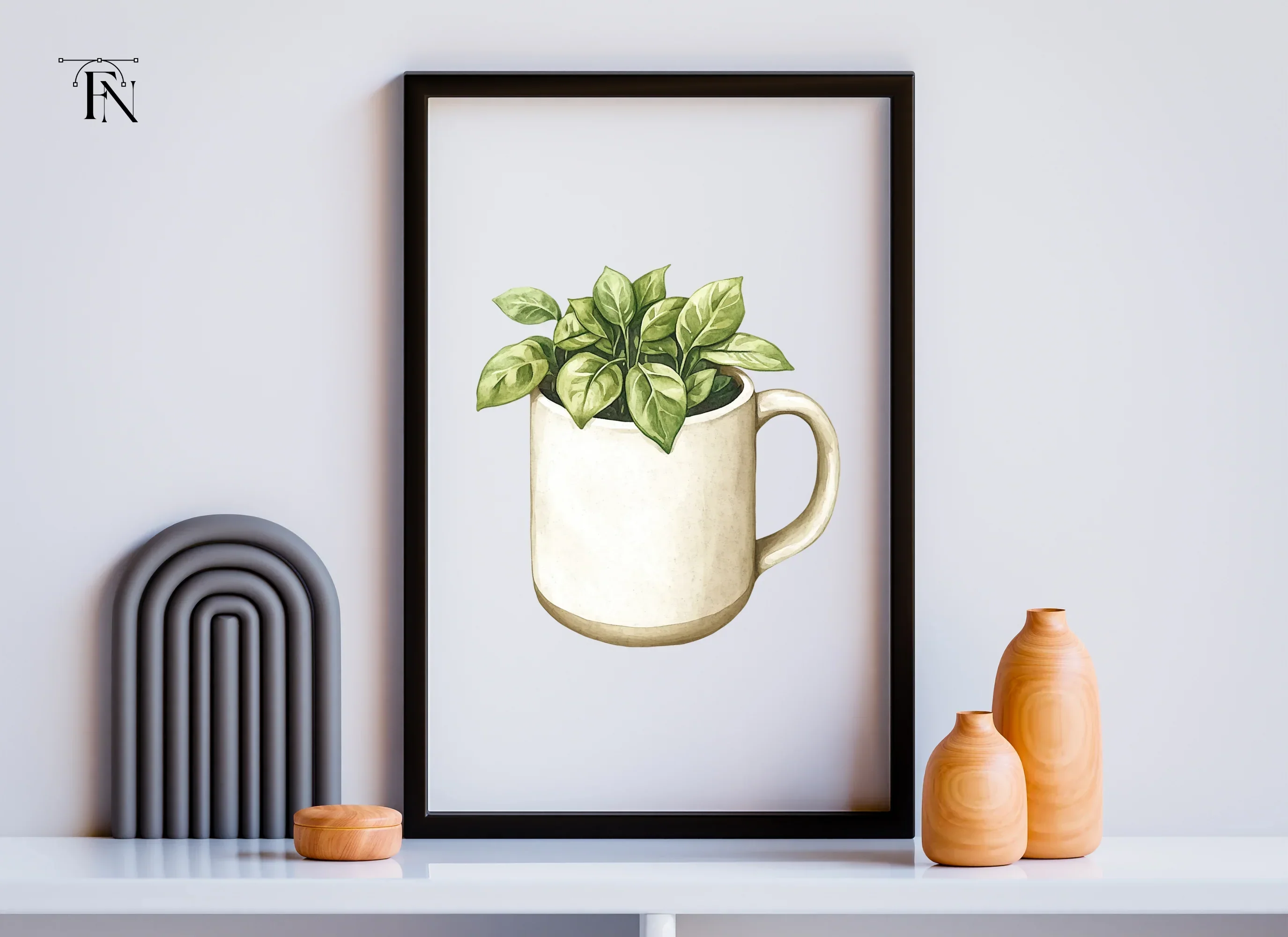 Potted Plants in Mugs Clipart Bundle - Image 6