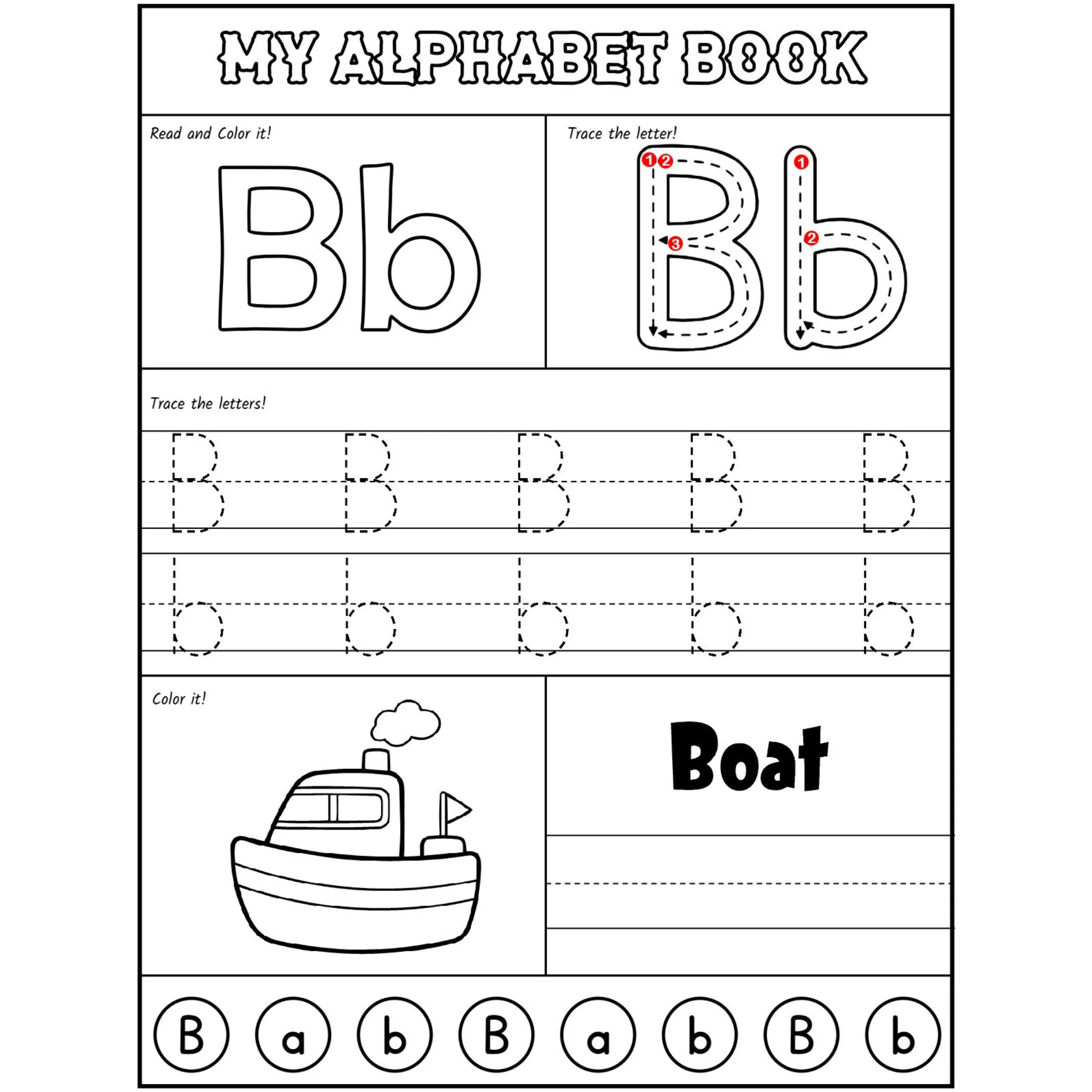 Preschool Alphabet Book Recognition Tracing Coloring - Image 2