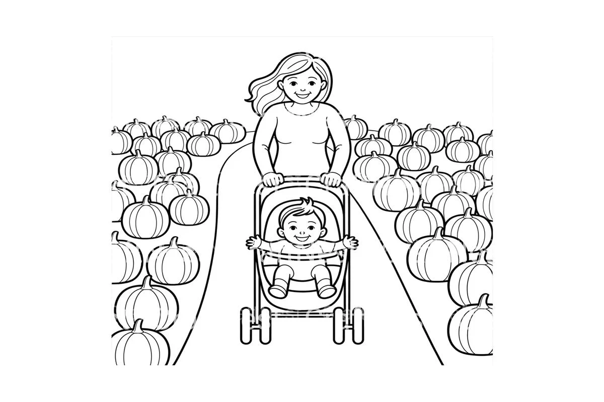 Pumpkin Patch Mom and Baby Coloring Books - Image 3