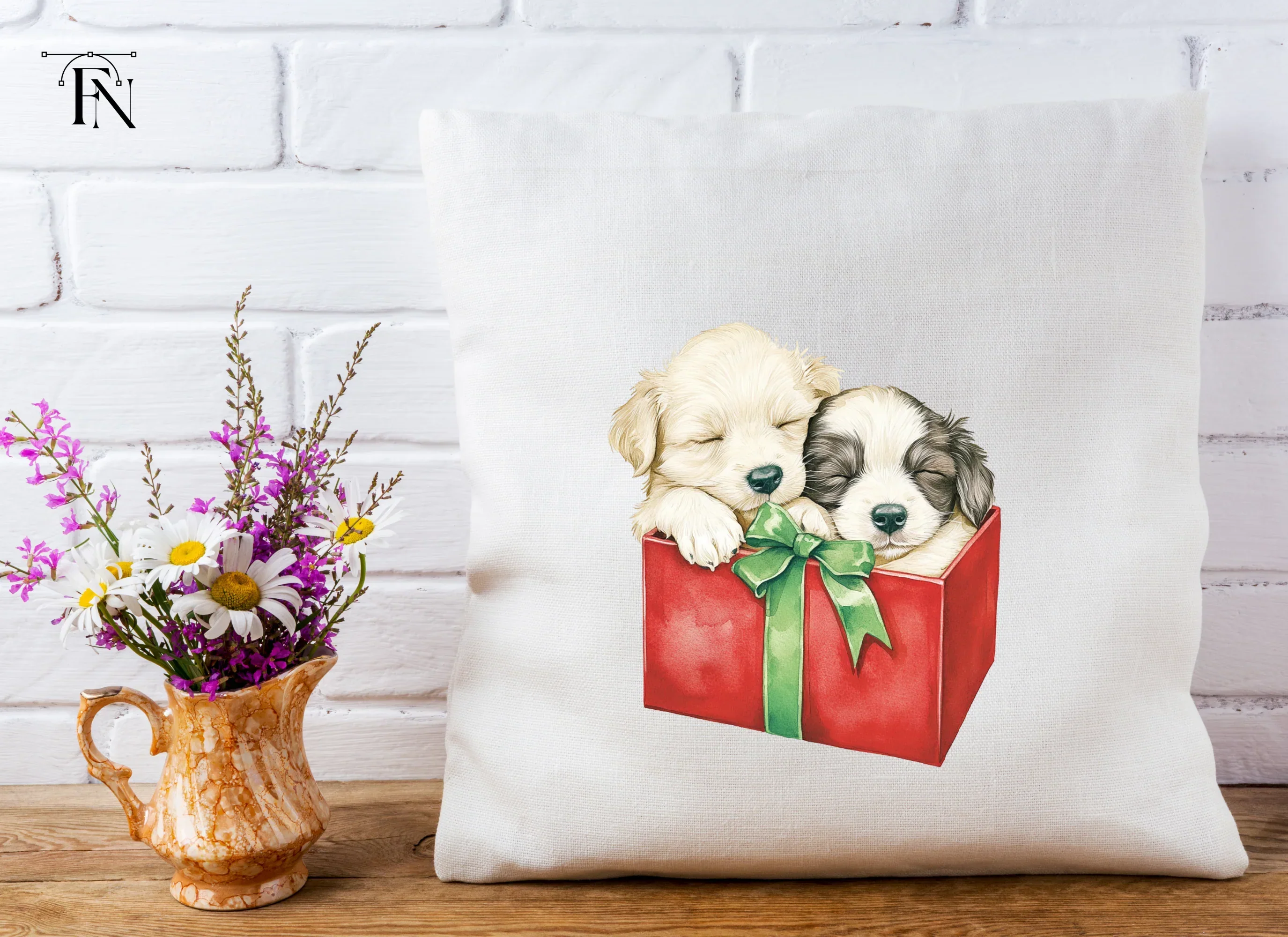 Puppies in Gift Box Clipart Bundle - Image 5