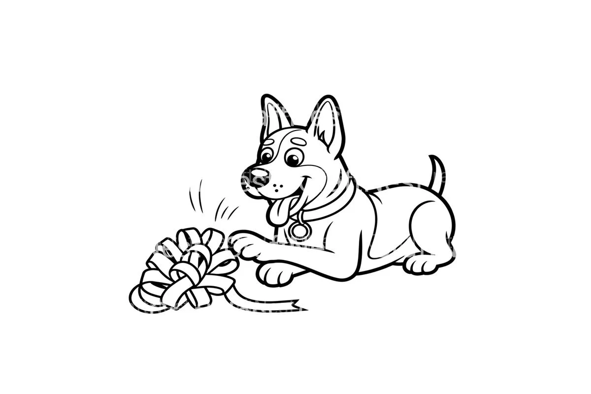 Puppy Playing With Ribbon Coloring Books - Image 4