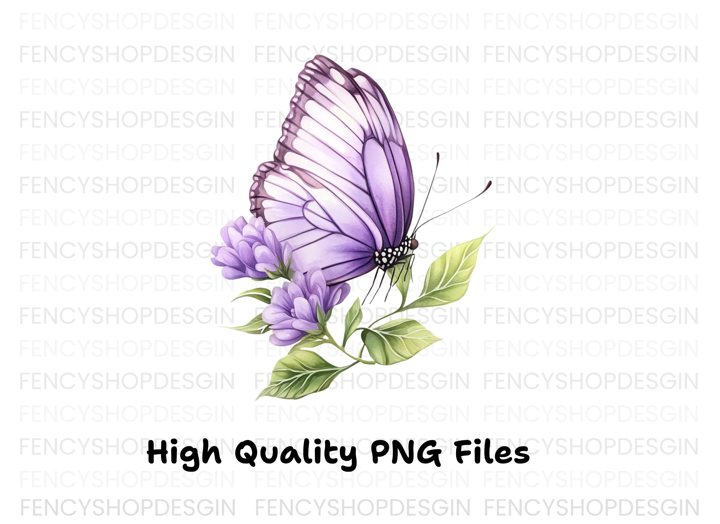 Purple Butterfly and Flowers Clipart Bundle - Image 2