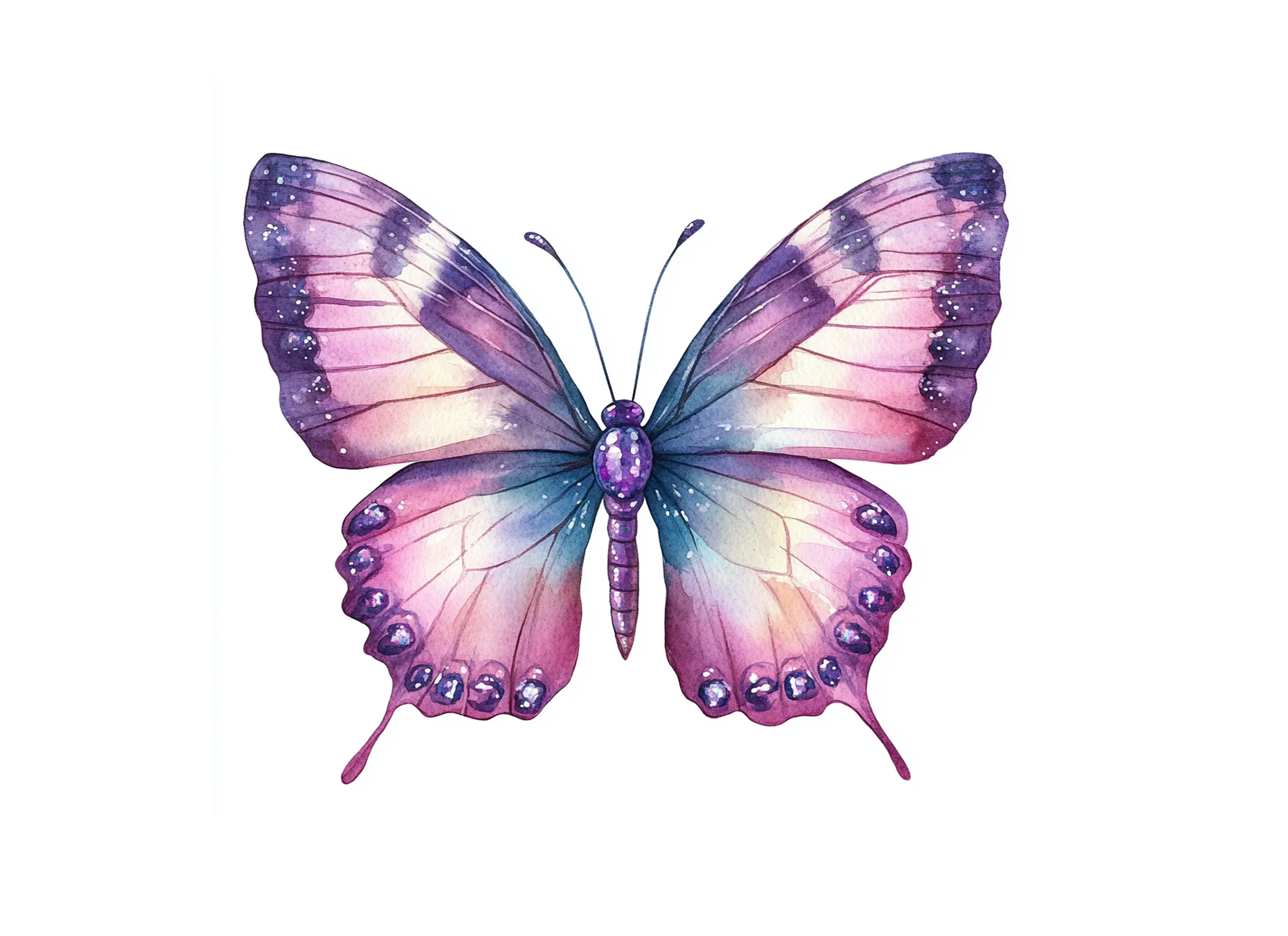 Purple Pink Jeweled Butterfly Clipart Bundle - Image 3