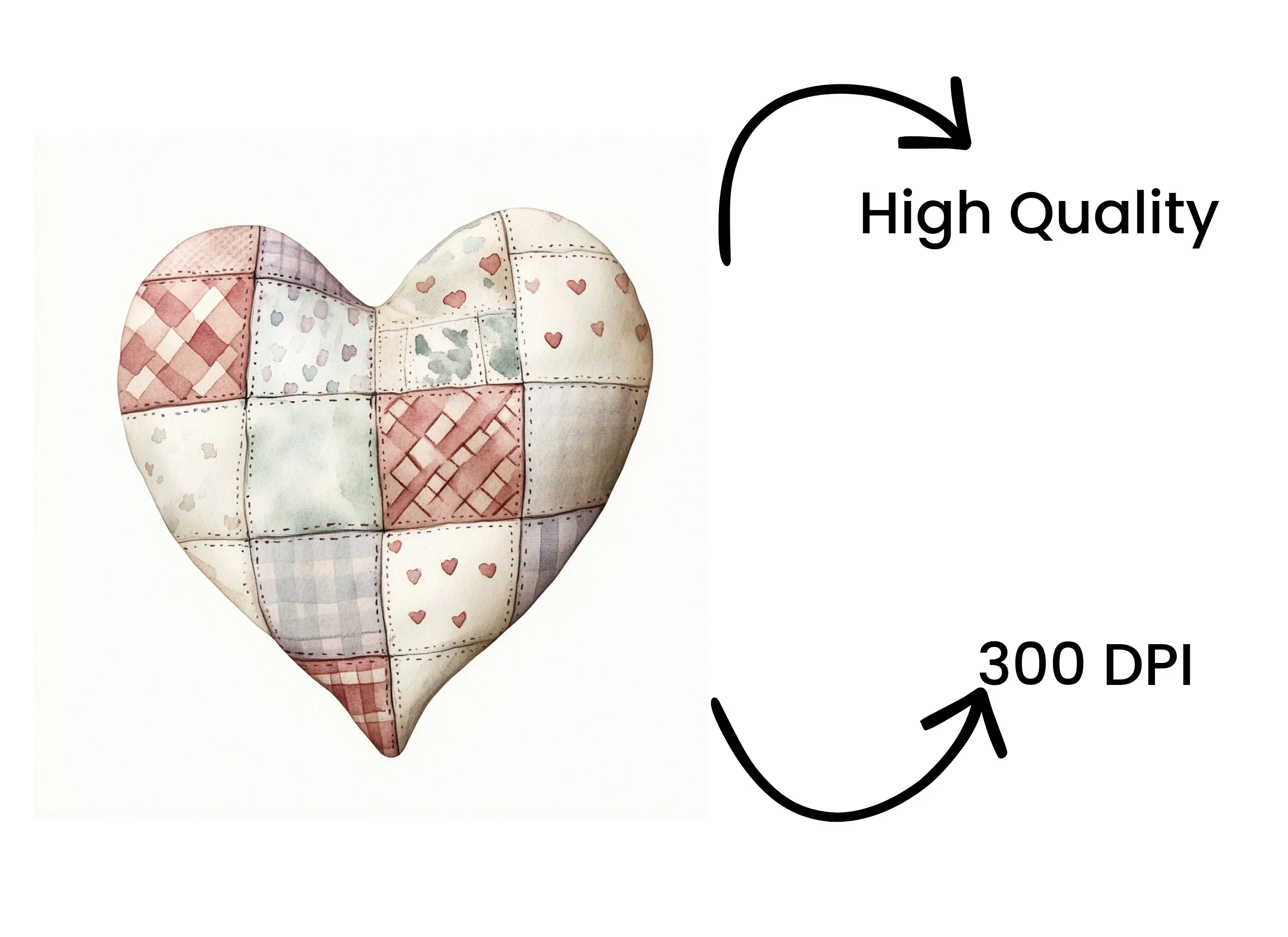 Quilted Hearts Clipart Bundle - Image 4