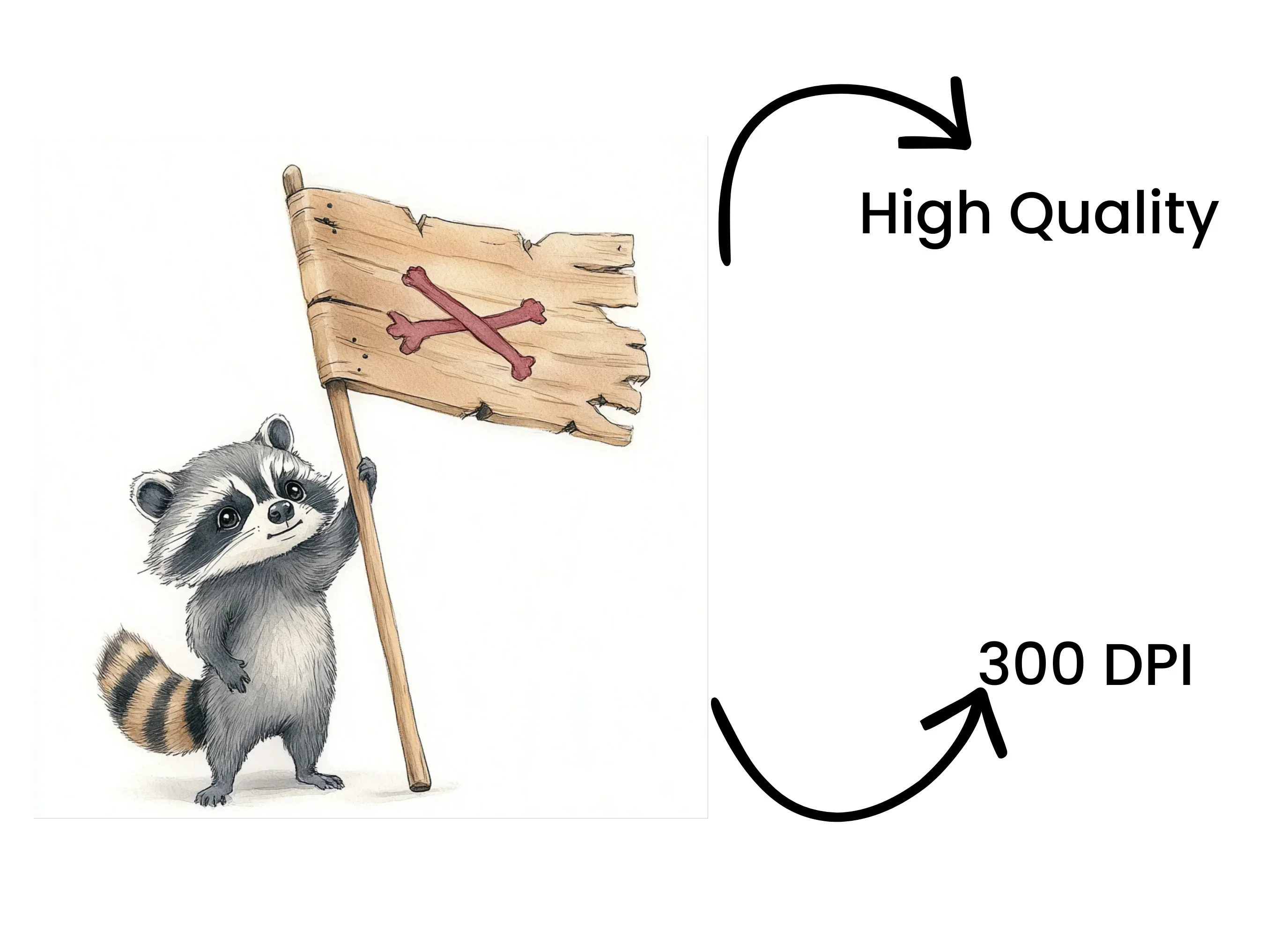Raccoons Holding Pirate Flags Clipart Bundle - Image 4